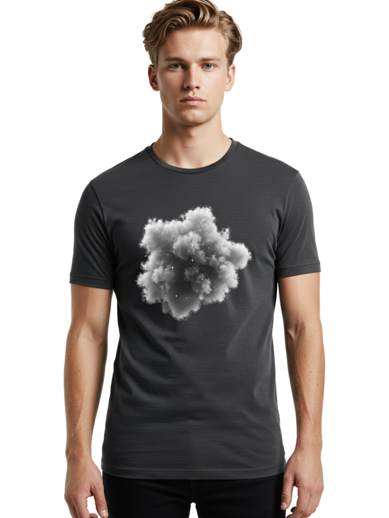 Cloud-With-Stars Men'S Graphic Tee, 100% Cotton, Comfortable Casual Summer Wear, Machine Washable, Vintage Camera, Old Camera, Antique Camera, Black Camera, Classic Photography, Photography Equipment, Nostalgic Device, Film Camera, Camera Art Bag309