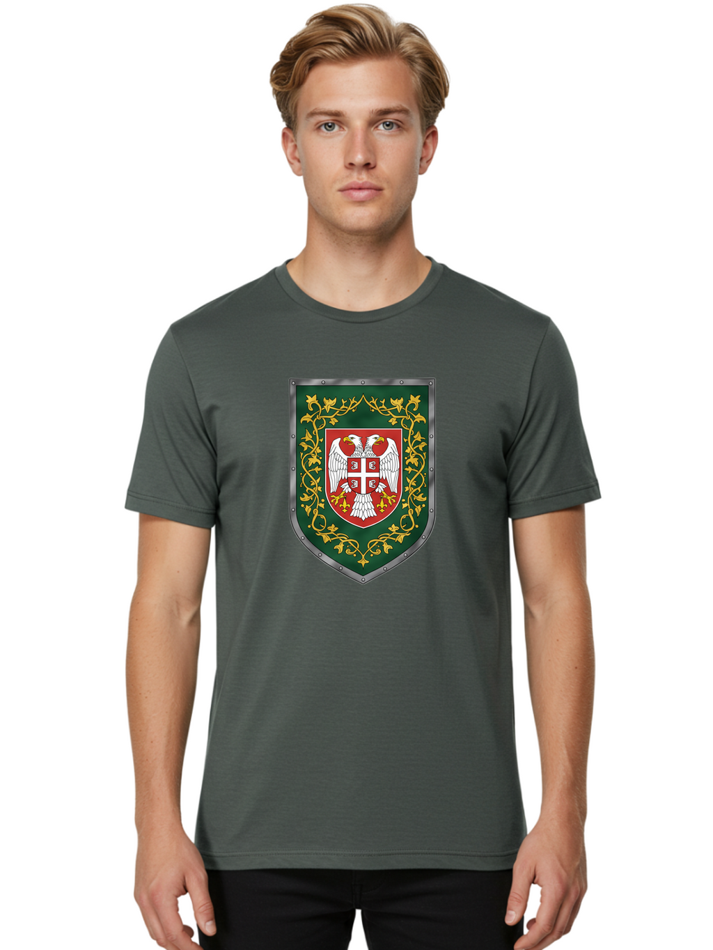 Coat-Of-Arms-Shield Men'S Graphic Tee, 100% Cotton, Comfortable Casual Summer Wear, Machine Washable, Vintage Camera, Old Camera, Antique Camera, Black Camera, Classic Photography, Photography Equipment, Nostalgic Device, Film Camera, Bag311