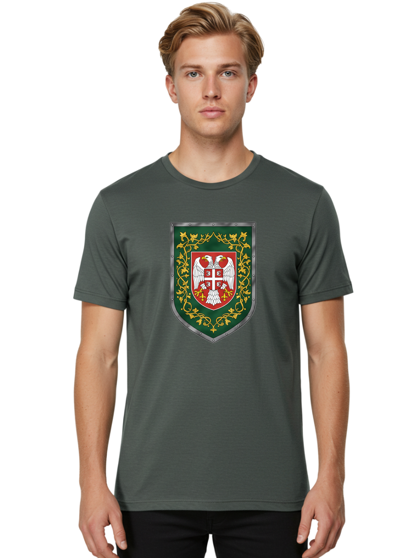 Coat-Of-Arms-Shield Men'S Graphic Tee, 100% Cotton, Comfortable Casual Summer Wear, Machine Washable, Vintage Camera, Old Camera, Antique Camera, Black Camera, Classic Photography, Photography Equipment, Nostalgic Device, Film Camera, Bag311