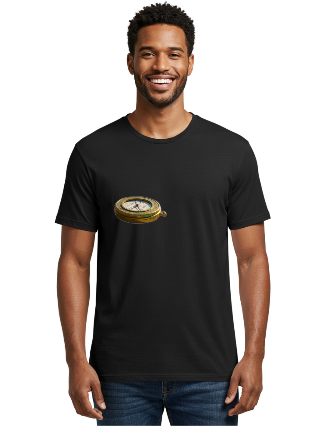 Compass Men'S Graphic Tee, 100% Cotton, Comfortable Casual Summer Wear, Machine Washable, Vintage Camera, Old Camera, Antique Camera, Black Camera, Classic Photography, Photography Equipment, Nostalgic Device, Film Camera, Camera Art Bag329