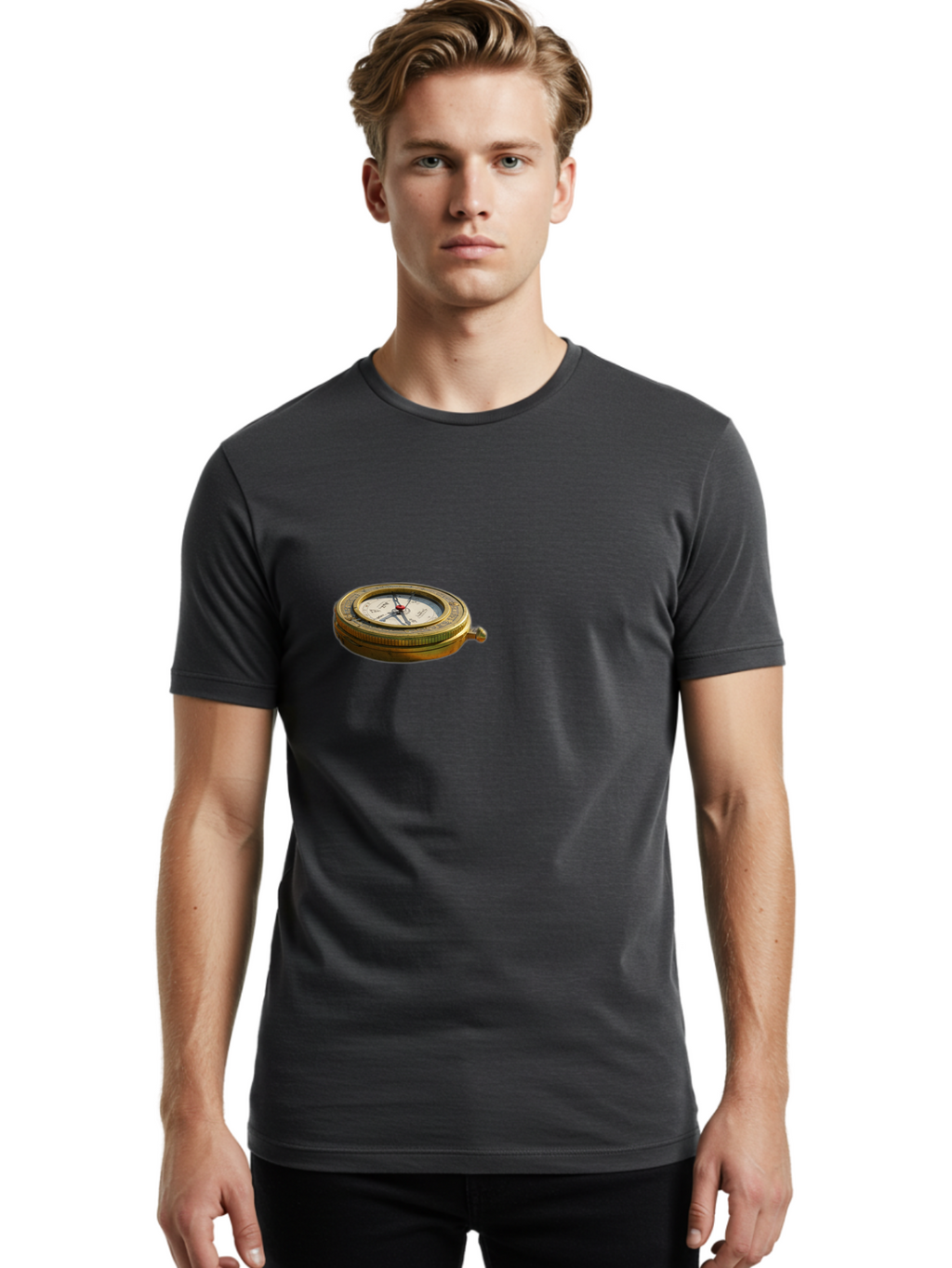 Compass Men'S Graphic Tee, 100% Cotton, Comfortable Casual Summer Wear, Machine Washable, Vintage Camera, Old Camera, Antique Camera, Black Camera, Classic Photography, Photography Equipment, Nostalgic Device, Film Camera, Camera Art Bag329