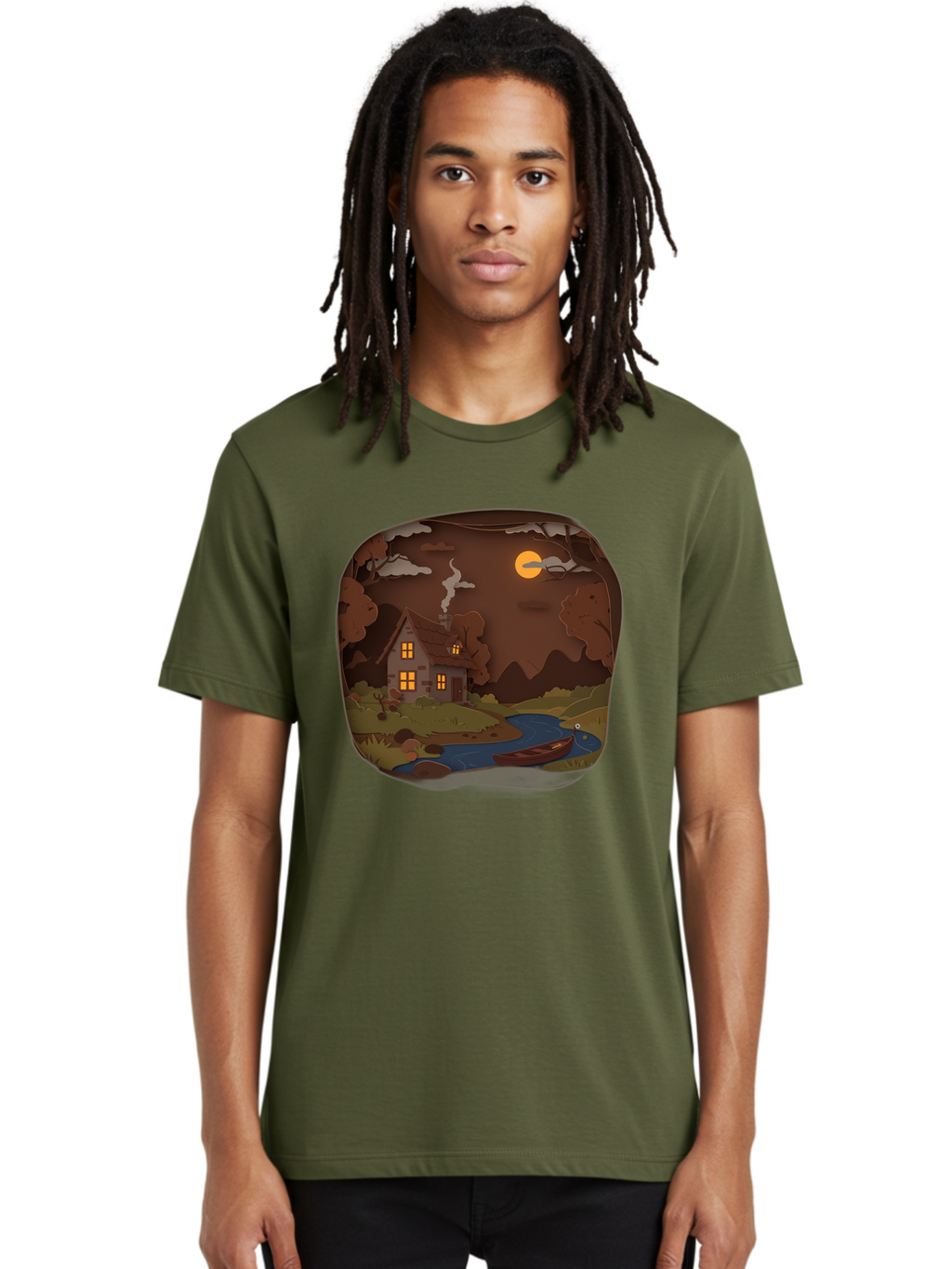 Cottage-By-The-River-1 Men'S Graphic Tee, 100% Cotton, Comfortable Casual Summer Wear, Machine Washable, Vintage Camera, Old Camera, Antique Camera, Black Camera, Classic Photography, Photography Equipment, Nostalgic Device, Film Camera, Bag341