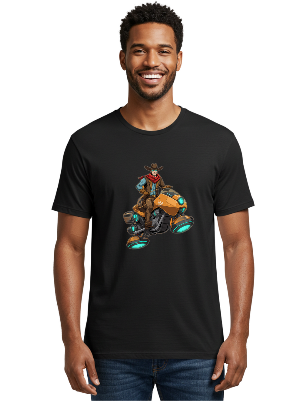 Cowboy-On-Hovercycle Men'S Graphic Tee, 100% Cotton, Comfortable Casual Summer Wear, Machine Washable, Vintage Camera, Old Camera, Antique Camera, Black Camera, Classic Photography, Photography Equipment, Nostalgic Device, Film Camera, Bag348