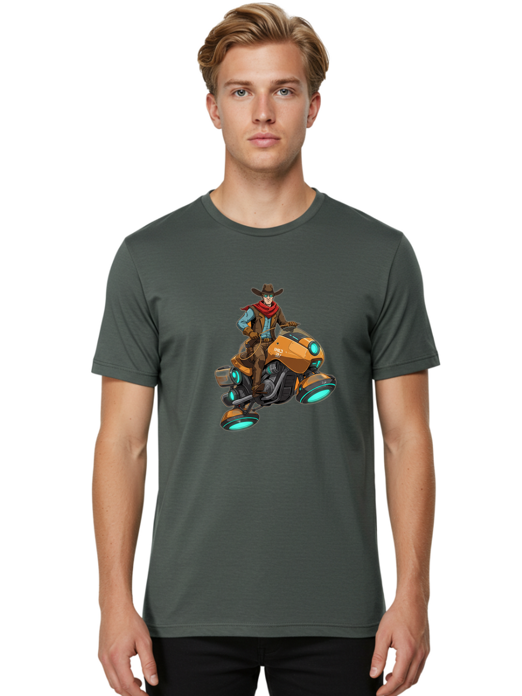 Cowboy-On-Hovercycle Men'S Graphic Tee, 100% Cotton, Comfortable Casual Summer Wear, Machine Washable, Vintage Camera, Old Camera, Antique Camera, Black Camera, Classic Photography, Photography Equipment, Nostalgic Device, Film Camera, Bag348