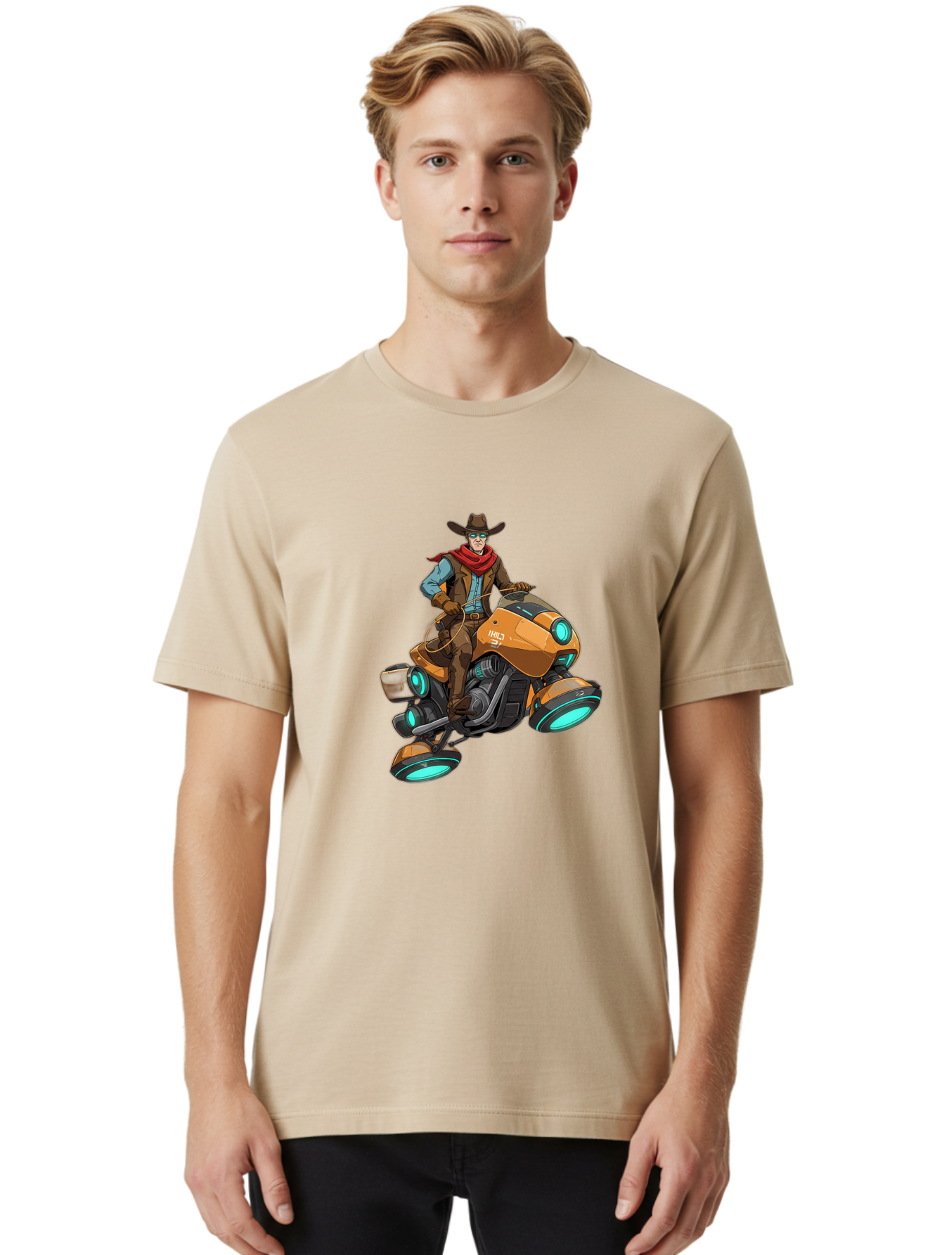 Cowboy-On-Hovercycle Men'S Graphic Tee, 100% Cotton, Comfortable Casual Summer Wear, Machine Washable, Vintage Camera, Old Camera, Antique Camera, Black Camera, Classic Photography, Photography Equipment, Nostalgic Device, Film Camera, Bag348
