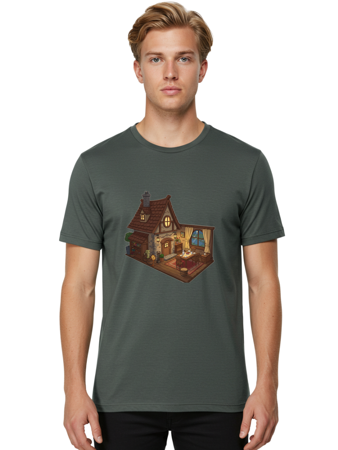Cozy-Cottage-1 Men'S Graphic Tee, 100% Cotton, Comfortable Casual Summer Wear, Machine Washable, Vintage Camera, Old Camera, Antique Camera, Black Camera, Classic Photography, Photography Equipment, Nostalgic Device, Film Camera, Camera Art Bag350
