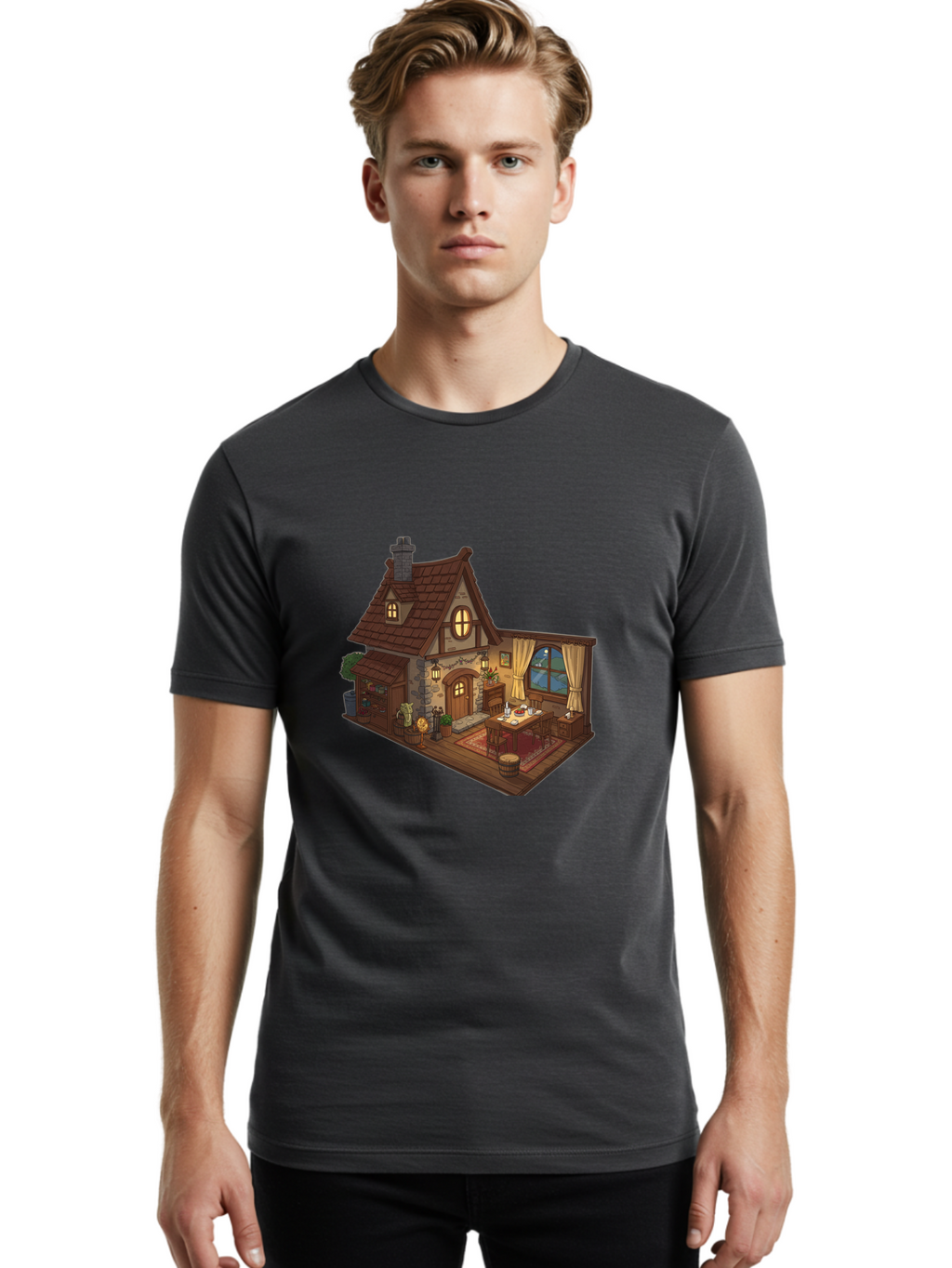 Cozy-Cottage-1 Men'S Graphic Tee, 100% Cotton, Comfortable Casual Summer Wear, Machine Washable, Vintage Camera, Old Camera, Antique Camera, Black Camera, Classic Photography, Photography Equipment, Nostalgic Device, Film Camera, Camera Art Bag350