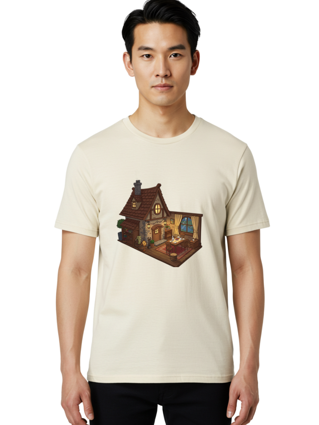 Cozy-Cottage-1 Men'S Graphic Tee, 100% Cotton, Comfortable Casual Summer Wear, Machine Washable, Vintage Camera, Old Camera, Antique Camera, Black Camera, Classic Photography, Photography Equipment, Nostalgic Device, Film Camera, Camera Art Bag350