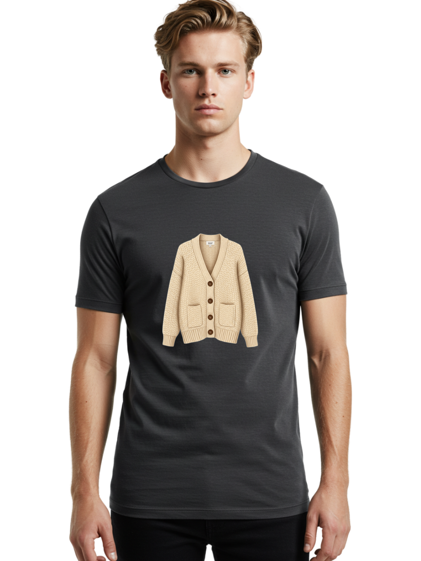 Cream-Cardigan Men'S Graphic Tee, 100% Cotton, Comfortable Casual Summer Wear, Machine Washable, Vintage Camera, Old Camera, Antique Camera, Black Camera, Classic Photography, Photography Equipment, Nostalgic Device, Film Camera, Camera Art Bag357