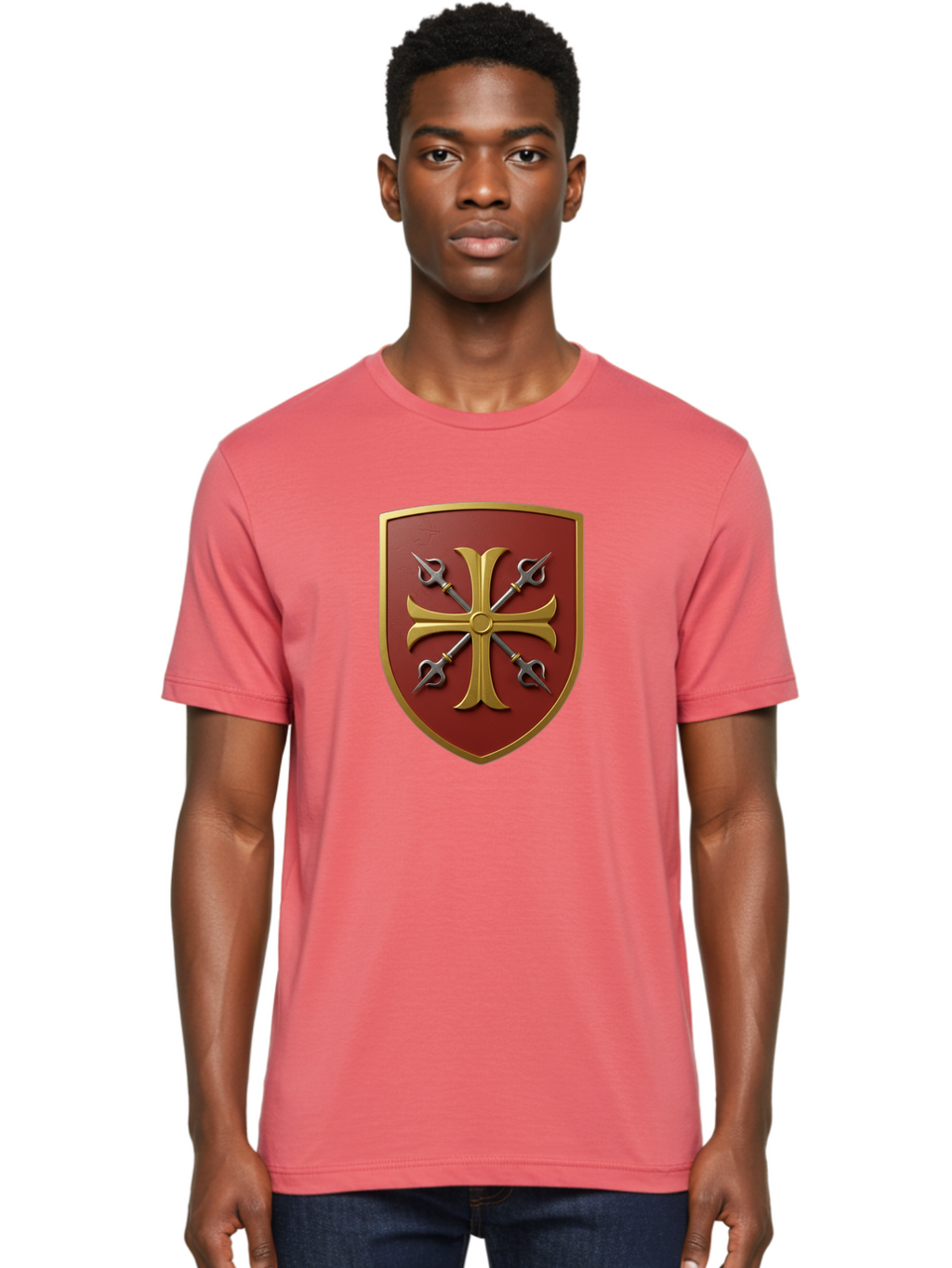 Crossed-Swords-And-Cross-Emblem Men'S Graphic Tee, 100% Cotton, Comfortable Casual Summer Wear, Machine Washable, Vintage Camera, Old Camera, Antique Camera, Black Camera, Classic Photography, Photography Equipment, Nostalgic Device, Bag364