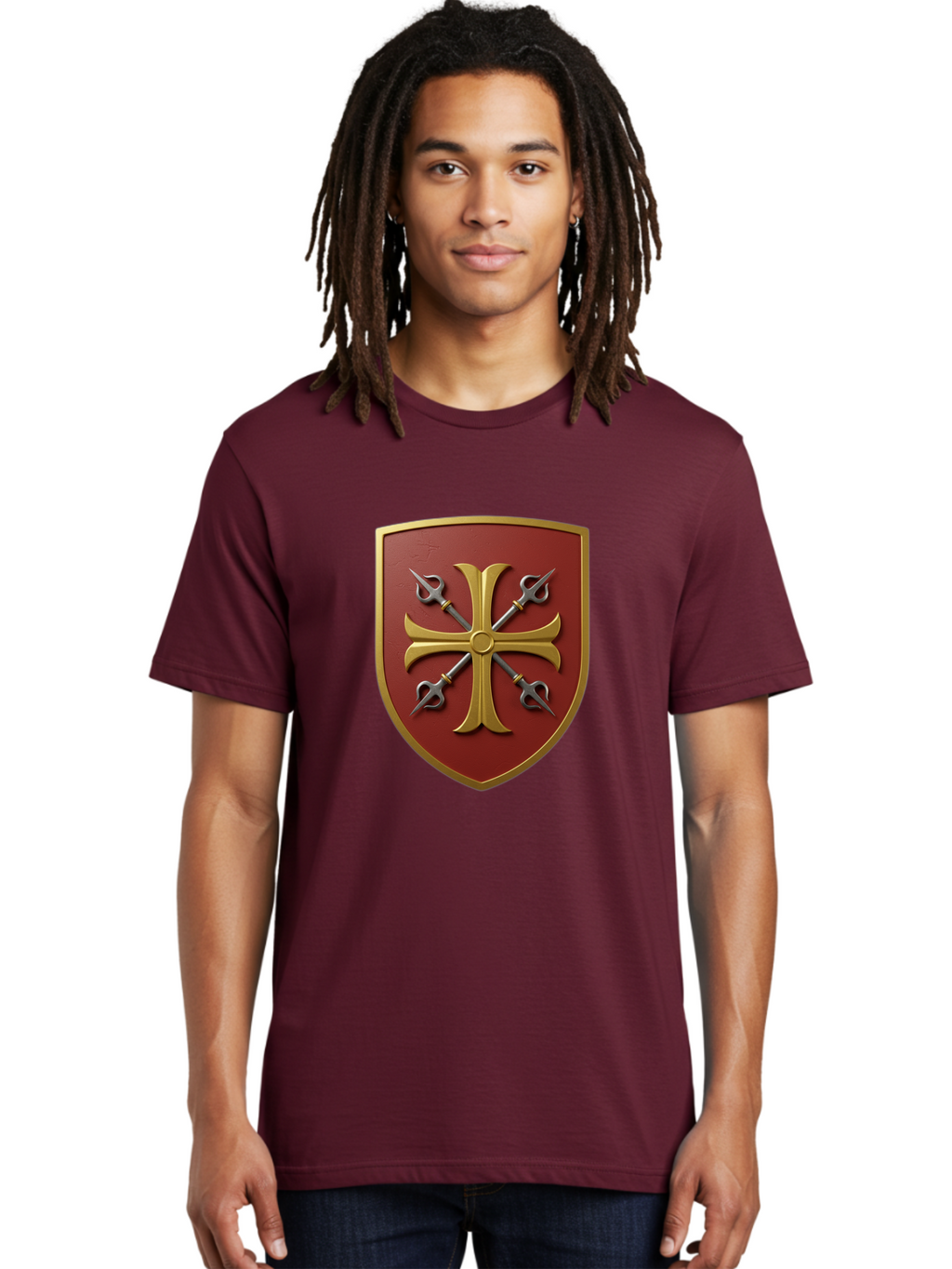 Crossed-Swords-And-Cross-Emblem Men'S Graphic Tee, 100% Cotton, Comfortable Casual Summer Wear, Machine Washable, Vintage Camera, Old Camera, Antique Camera, Black Camera, Classic Photography, Photography Equipment, Nostalgic Device, Bag364