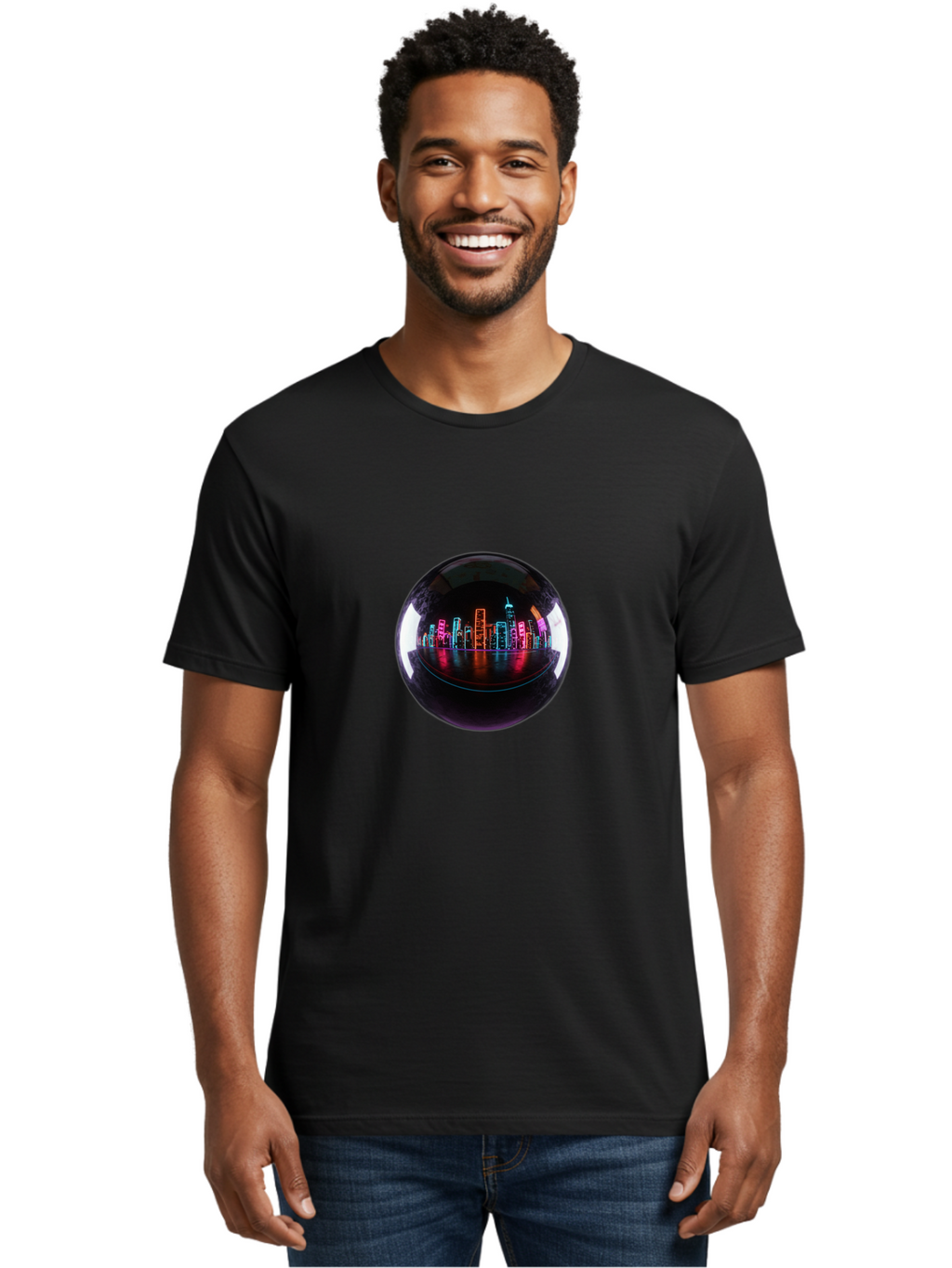 Crystal-Ball-Cityscape Men'S Graphic Tee, 100% Cotton, Comfortable Casual Summer Wear, Machine Washable, Vintage Camera, Old Camera, Antique Camera, Black Camera, Classic Photography, Photography Equipment, Nostalgic Device, Film Camera, Bag367