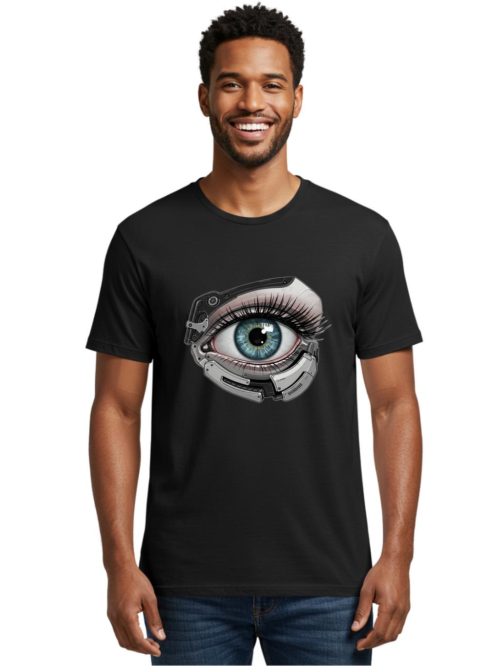 Cyborg-Eye Men'S Graphic Tee, 100% Cotton, Comfortable Casual Summer Wear, Machine Washable, Vintage Camera, Old Camera, Antique Camera, Black Camera, Classic Photography, Photography Equipment, Nostalgic Device, Film Camera, Camera Art Bag376