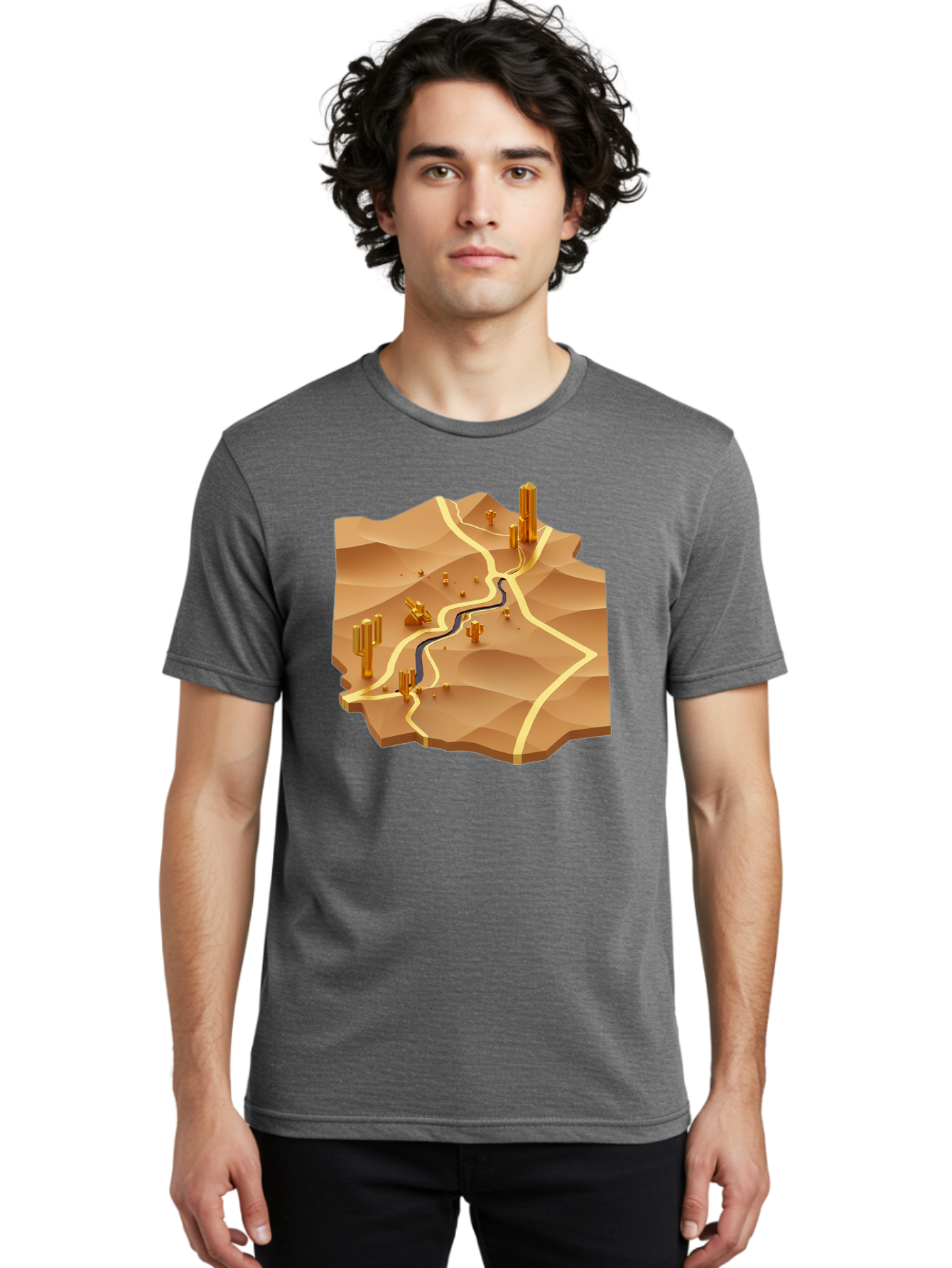 Desert-Landscape-Isometric-Map Men'S Graphic Tee, 100% Cotton, Comfortable Casual Summer Wear, Machine Washable, Vintage Camera, Old Camera, Antique Camera, Black Camera, Classic Photography, Photography Equipment, Nostalgic Device, Bag388
