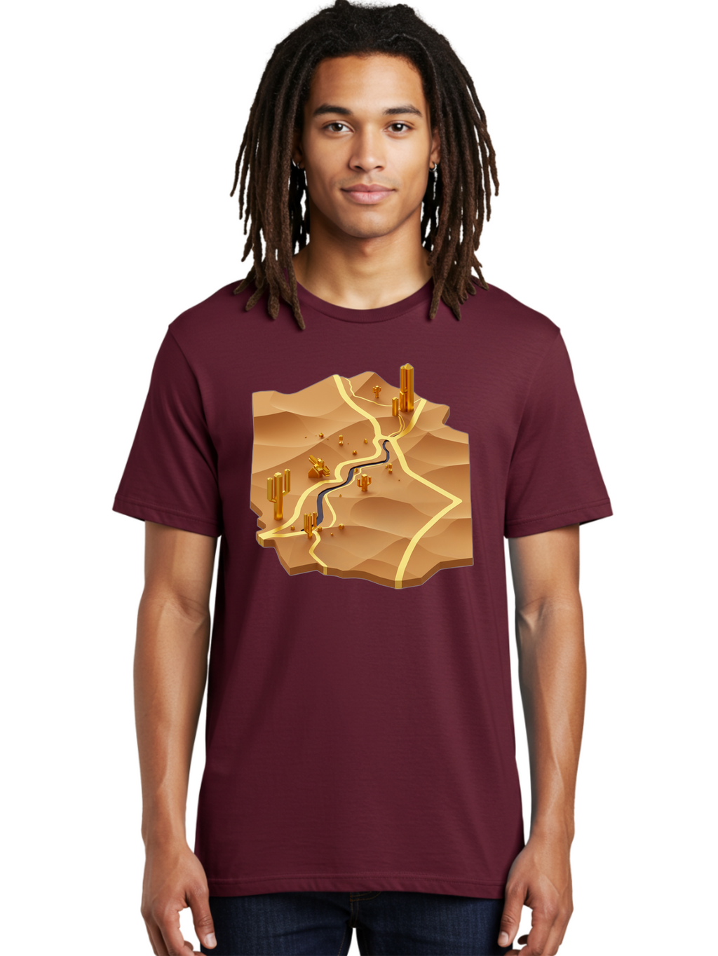 Desert-Landscape-Isometric-Map Men'S Graphic Tee, 100% Cotton, Comfortable Casual Summer Wear, Machine Washable, Vintage Camera, Old Camera, Antique Camera, Black Camera, Classic Photography, Photography Equipment, Nostalgic Device, Bag388