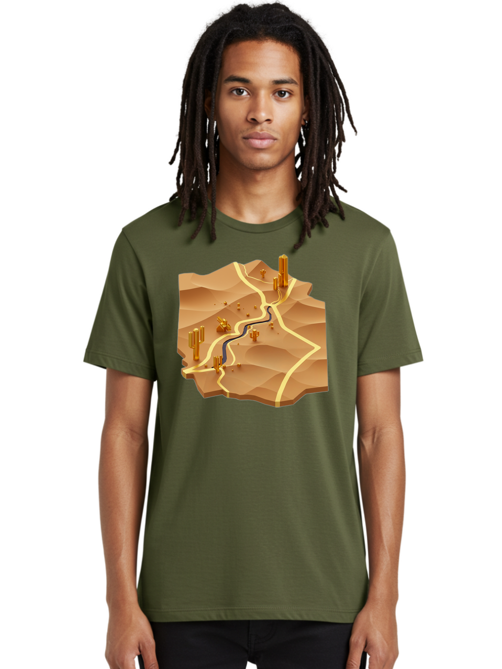 Desert-Landscape-Isometric-Map Men'S Graphic Tee, 100% Cotton, Comfortable Casual Summer Wear, Machine Washable, Vintage Camera, Old Camera, Antique Camera, Black Camera, Classic Photography, Photography Equipment, Nostalgic Device, Bag388