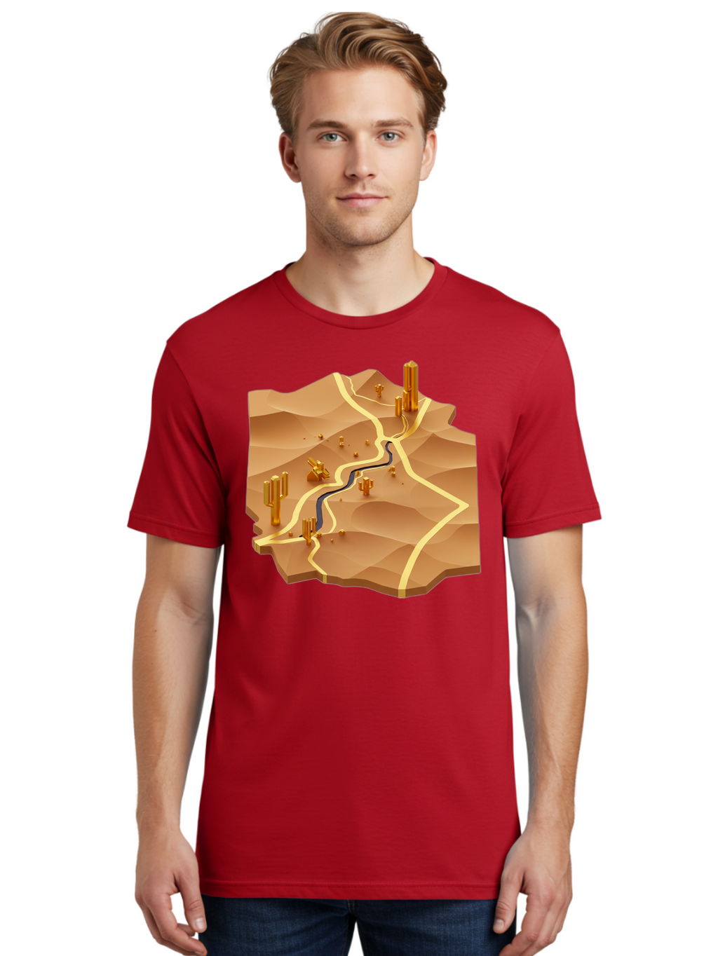 Desert-Landscape-Isometric-Map Men'S Graphic Tee, 100% Cotton, Comfortable Casual Summer Wear, Machine Washable, Vintage Camera, Old Camera, Antique Camera, Black Camera, Classic Photography, Photography Equipment, Nostalgic Device, Bag388
