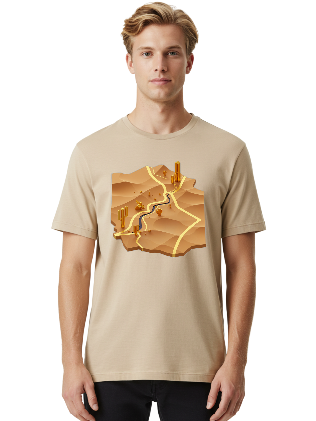 Desert-Landscape-Isometric-Map Men'S Graphic Tee, 100% Cotton, Comfortable Casual Summer Wear, Machine Washable, Vintage Camera, Old Camera, Antique Camera, Black Camera, Classic Photography, Photography Equipment, Nostalgic Device, Bag388