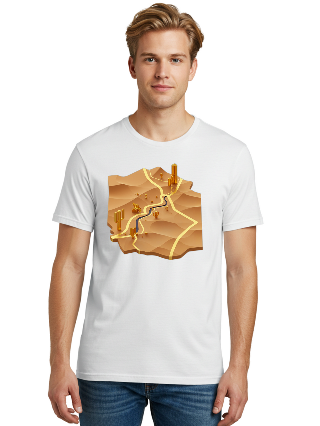 Desert-Landscape-Isometric-Map Men'S Graphic Tee, 100% Cotton, Comfortable Casual Summer Wear, Machine Washable, Vintage Camera, Old Camera, Antique Camera, Black Camera, Classic Photography, Photography Equipment, Nostalgic Device, Bag388