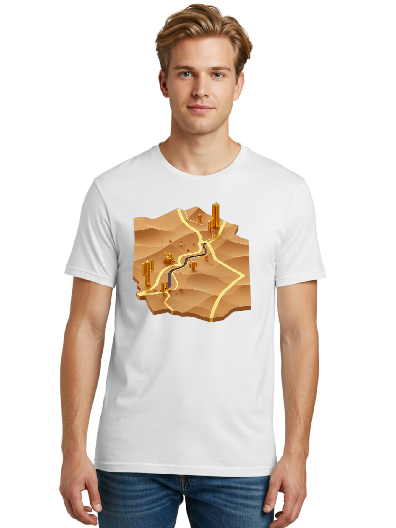 Desert-Landscape-Isometric-Map Men'S Graphic Tee, 100% Cotton, Comfortable Casual Summer Wear, Machine Washable, Vintage Camera, Old Camera, Antique Camera, Black Camera, Classic Photography, Photography Equipment, Nostalgic Device, Bag388