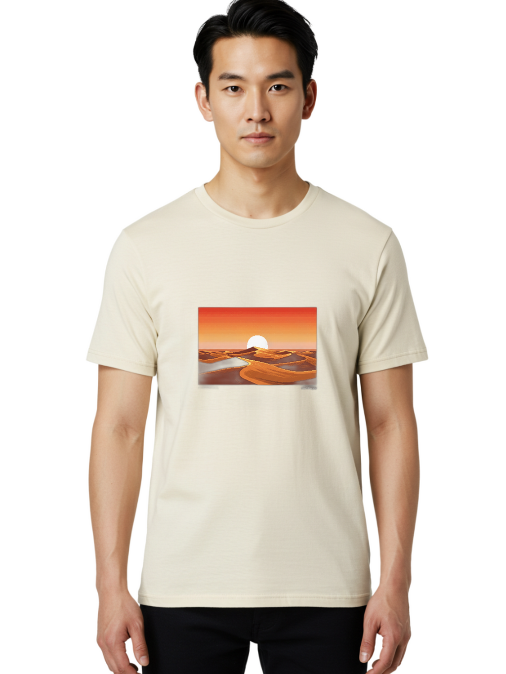 Desert-Sunset-3 Men'S Graphic Tee, 100% Cotton, Comfortable Casual Summer Wear, Machine Washable, Vintage Camera, Old Camera, Antique Camera, Black Camera, Classic Photography, Photography Equipment, Nostalgic Device, Film Camera, Camera Art Bag391