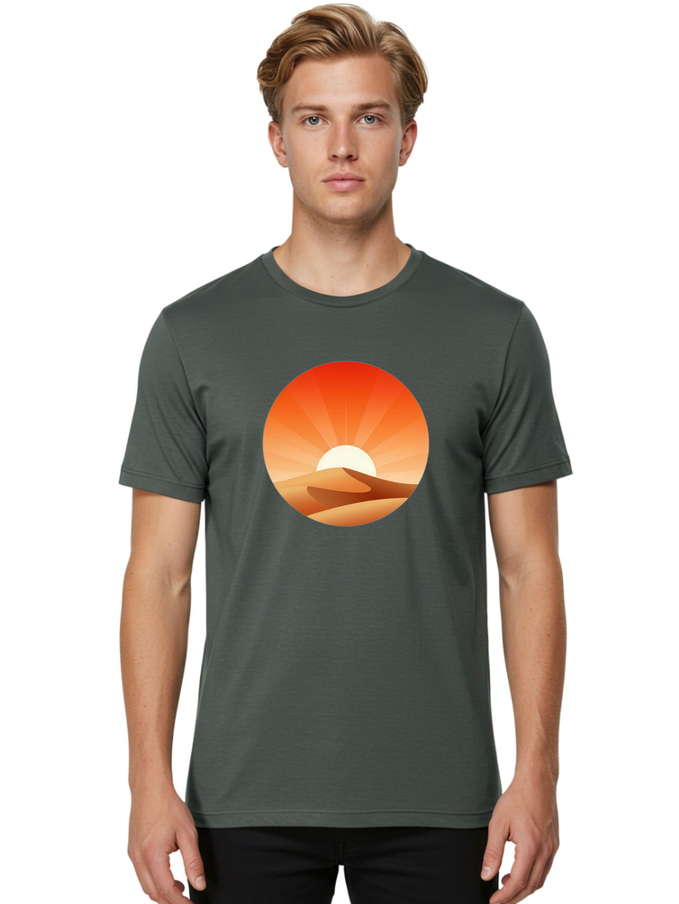 Desert-Sunset Men'S Graphic Tee, 100% Cotton, Comfortable Casual Summer Wear, Machine Washable, Vintage Camera, Old Camera, Antique Camera, Black Camera, Classic Photography, Photography Equipment, Nostalgic Device, Film Camera, Camera Art Bag394