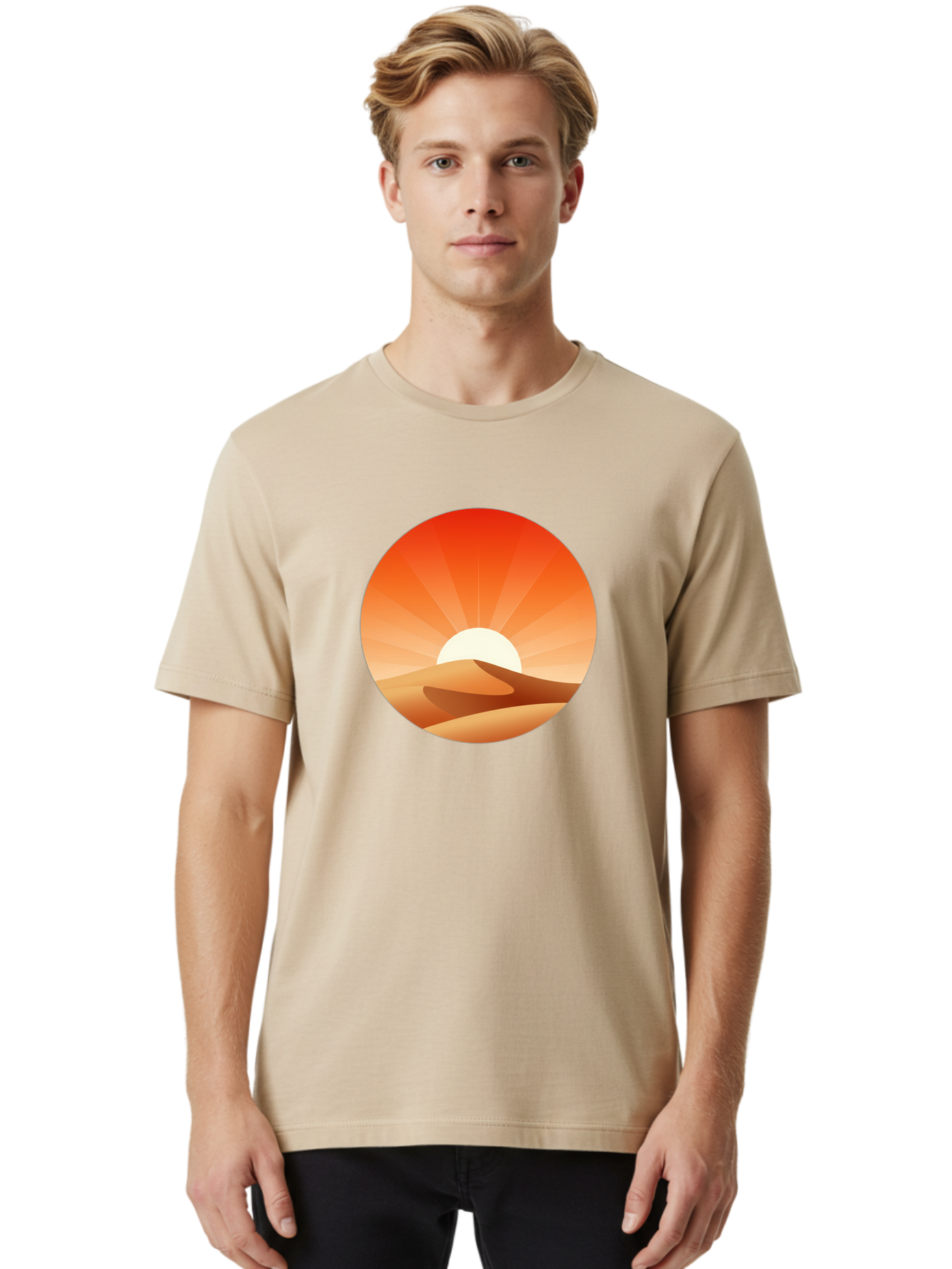 Desert-Sunset Men'S Graphic Tee, 100% Cotton, Comfortable Casual Summer Wear, Machine Washable, Vintage Camera, Old Camera, Antique Camera, Black Camera, Classic Photography, Photography Equipment, Nostalgic Device, Film Camera, Camera Art Bag394