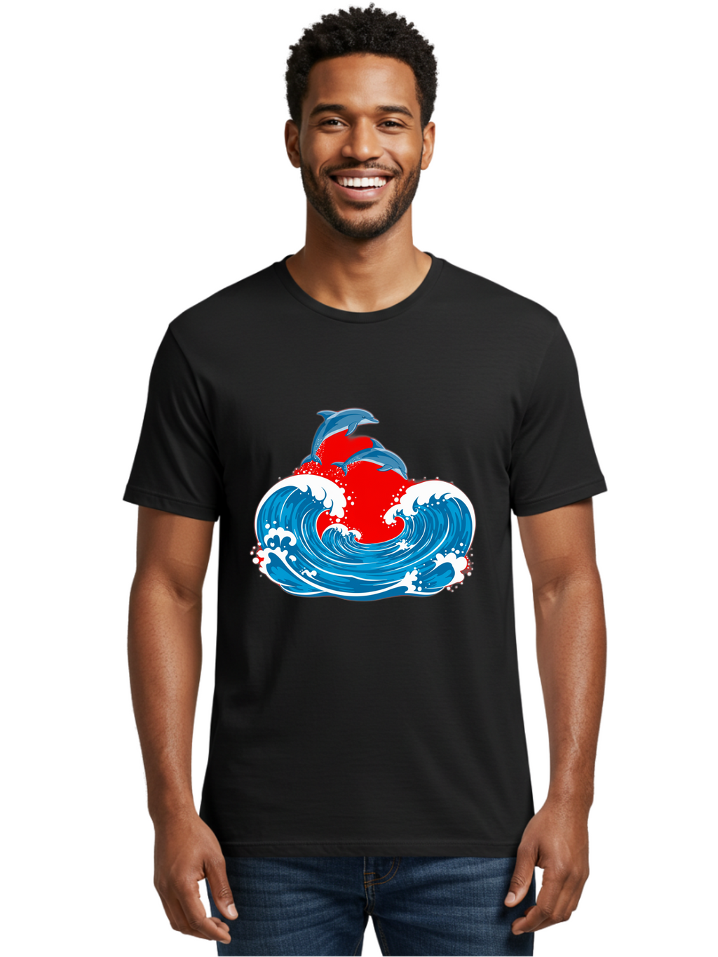 Dolphins-Jumping-Wave Men'S Graphic Tee, 100% Cotton, Comfortable Casual Summer Wear, Machine Washable, Vintage Camera, Old Camera, Antique Camera, Black Camera, Classic Photography, Photography Equipment, Nostalgic Device, Film Camera, Bag401