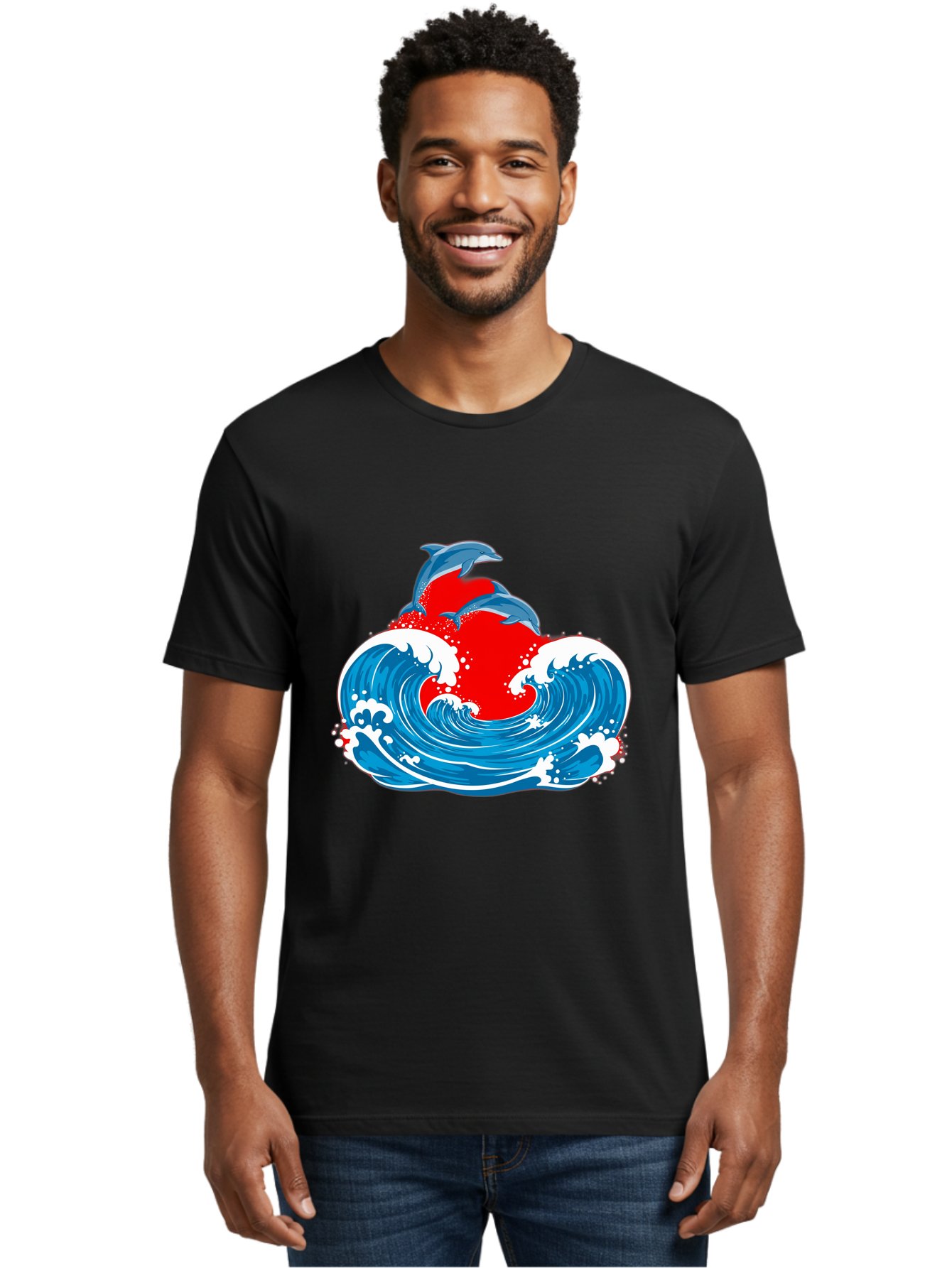 Dolphins-Jumping-Wave Men'S Graphic Tee, 100% Cotton, Comfortable Casual Summer Wear, Machine Washable, Vintage Camera, Old Camera, Antique Camera, Black Camera, Classic Photography, Photography Equipment, Nostalgic Device, Film Camera, Bag401