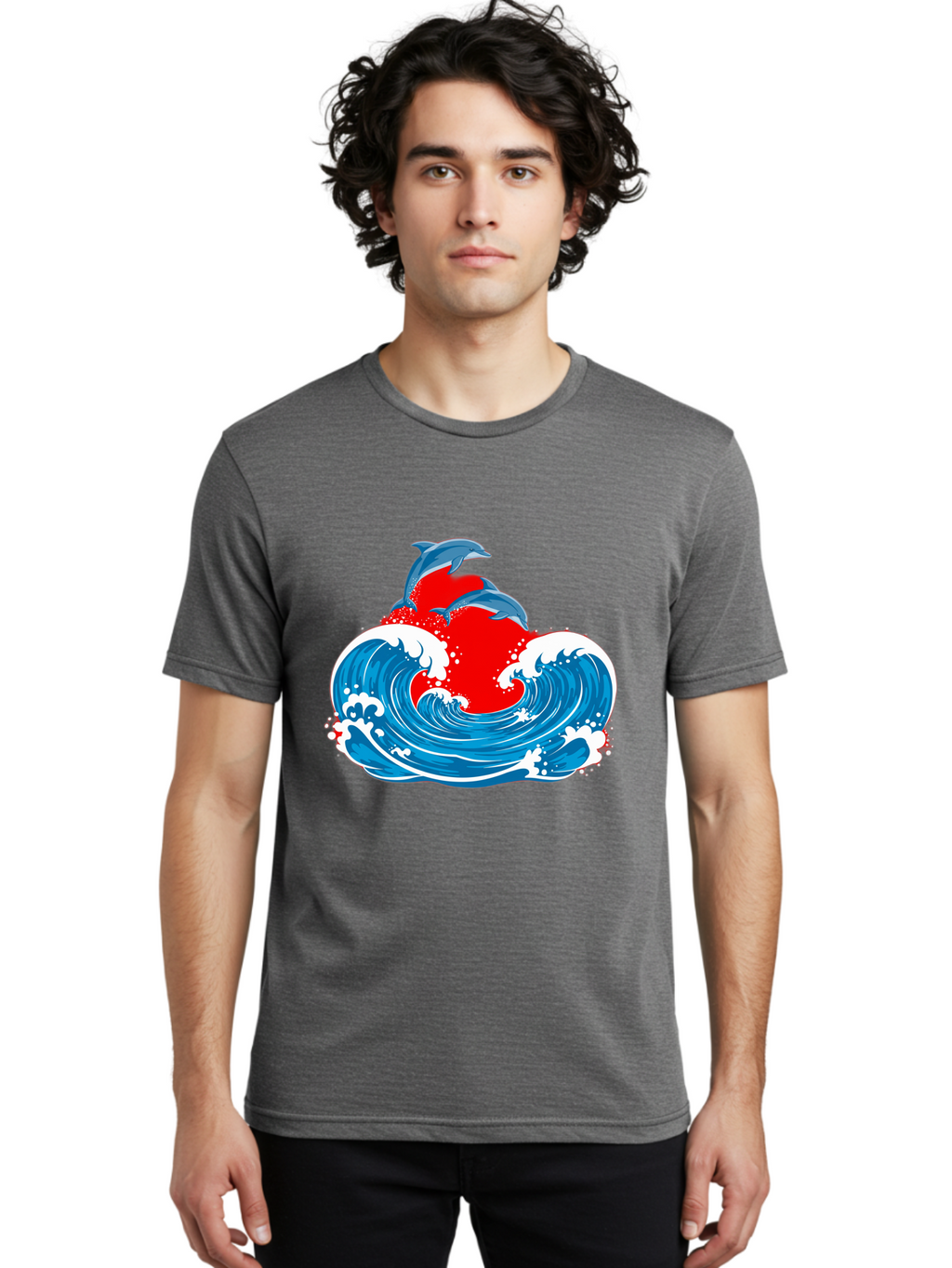 Dolphins-Jumping-Wave Men'S Graphic Tee, 100% Cotton, Comfortable Casual Summer Wear, Machine Washable, Vintage Camera, Old Camera, Antique Camera, Black Camera, Classic Photography, Photography Equipment, Nostalgic Device, Film Camera, Bag401