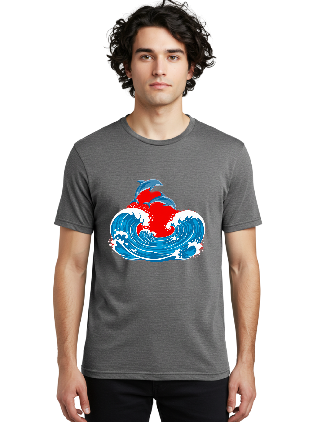 Dolphins-Jumping-Wave Men'S Graphic Tee, 100% Cotton, Comfortable Casual Summer Wear, Machine Washable, Vintage Camera, Old Camera, Antique Camera, Black Camera, Classic Photography, Photography Equipment, Nostalgic Device, Film Camera, Bag401