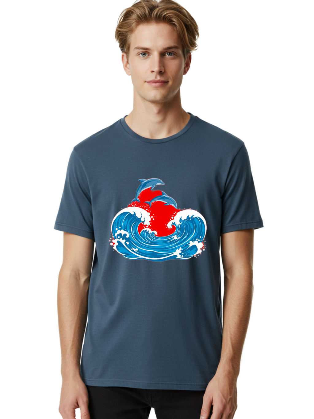 Dolphins-Jumping-Wave Men'S Graphic Tee, 100% Cotton, Comfortable Casual Summer Wear, Machine Washable, Vintage Camera, Old Camera, Antique Camera, Black Camera, Classic Photography, Photography Equipment, Nostalgic Device, Film Camera, Bag401