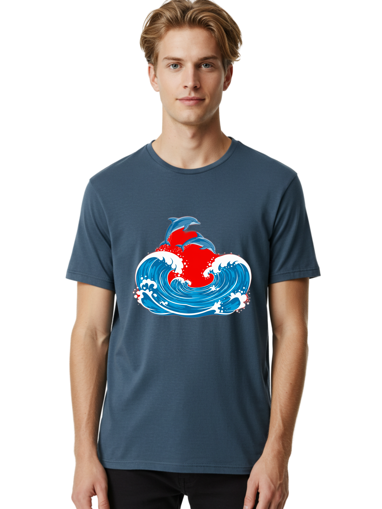 Dolphins-Jumping-Wave Men'S Graphic Tee, 100% Cotton, Comfortable Casual Summer Wear, Machine Washable, Vintage Camera, Old Camera, Antique Camera, Black Camera, Classic Photography, Photography Equipment, Nostalgic Device, Film Camera, Bag401