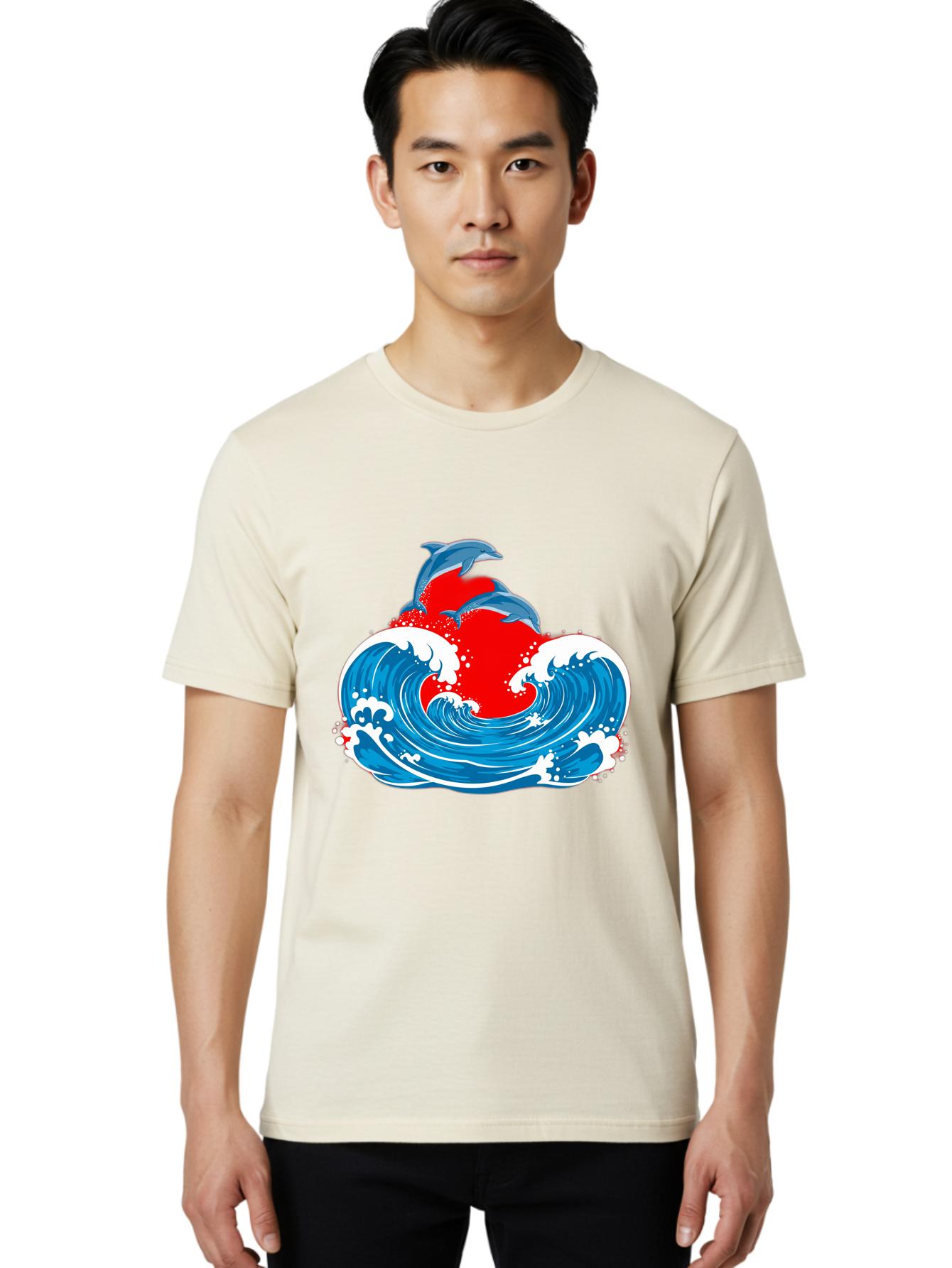 Dolphins-Jumping-Wave Men'S Graphic Tee, 100% Cotton, Comfortable Casual Summer Wear, Machine Washable, Vintage Camera, Old Camera, Antique Camera, Black Camera, Classic Photography, Photography Equipment, Nostalgic Device, Film Camera, Bag401