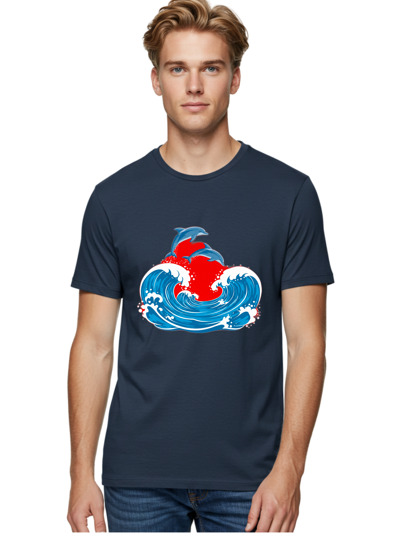 Dolphins-Jumping-Wave Men'S Graphic Tee, 100% Cotton, Comfortable Casual Summer Wear, Machine Washable, Vintage Camera, Old Camera, Antique Camera, Black Camera, Classic Photography, Photography Equipment, Nostalgic Device, Film Camera, Bag401