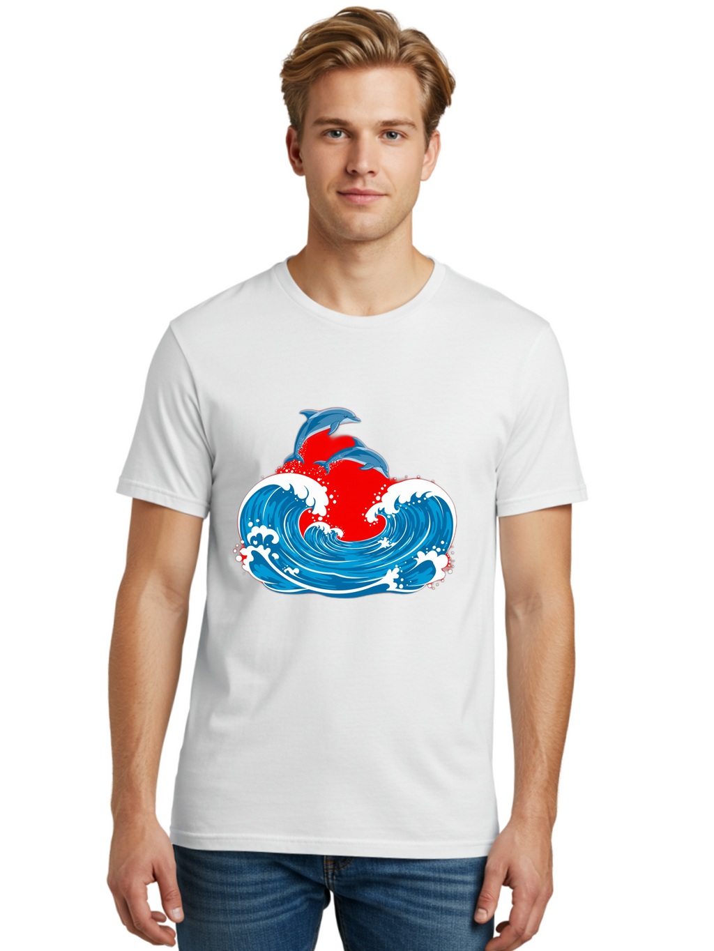 Dolphins-Jumping-Wave Men'S Graphic Tee, 100% Cotton, Comfortable Casual Summer Wear, Machine Washable, Vintage Camera, Old Camera, Antique Camera, Black Camera, Classic Photography, Photography Equipment, Nostalgic Device, Film Camera, Bag401