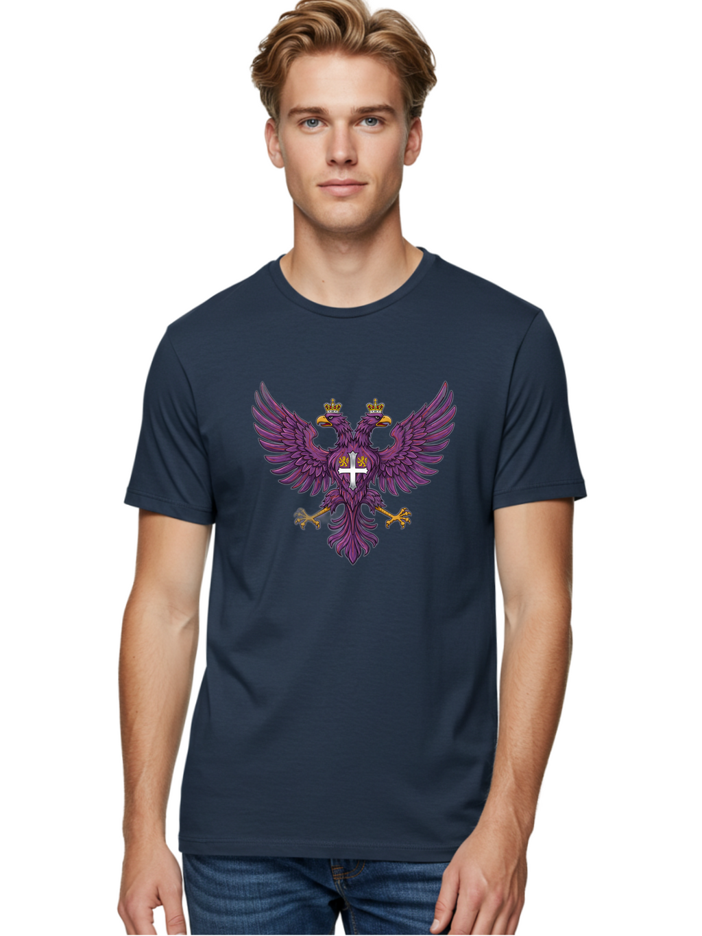Double-Headed-Eagle-1 Men'S Graphic Tee, 100% Cotton, Comfortable Casual Summer Wear, Machine Washable, Vintage Camera, Old Camera, Antique Camera, Black Camera, Classic Photography, Photography Equipment, Nostalgic Device, Film Camera, Bag405
