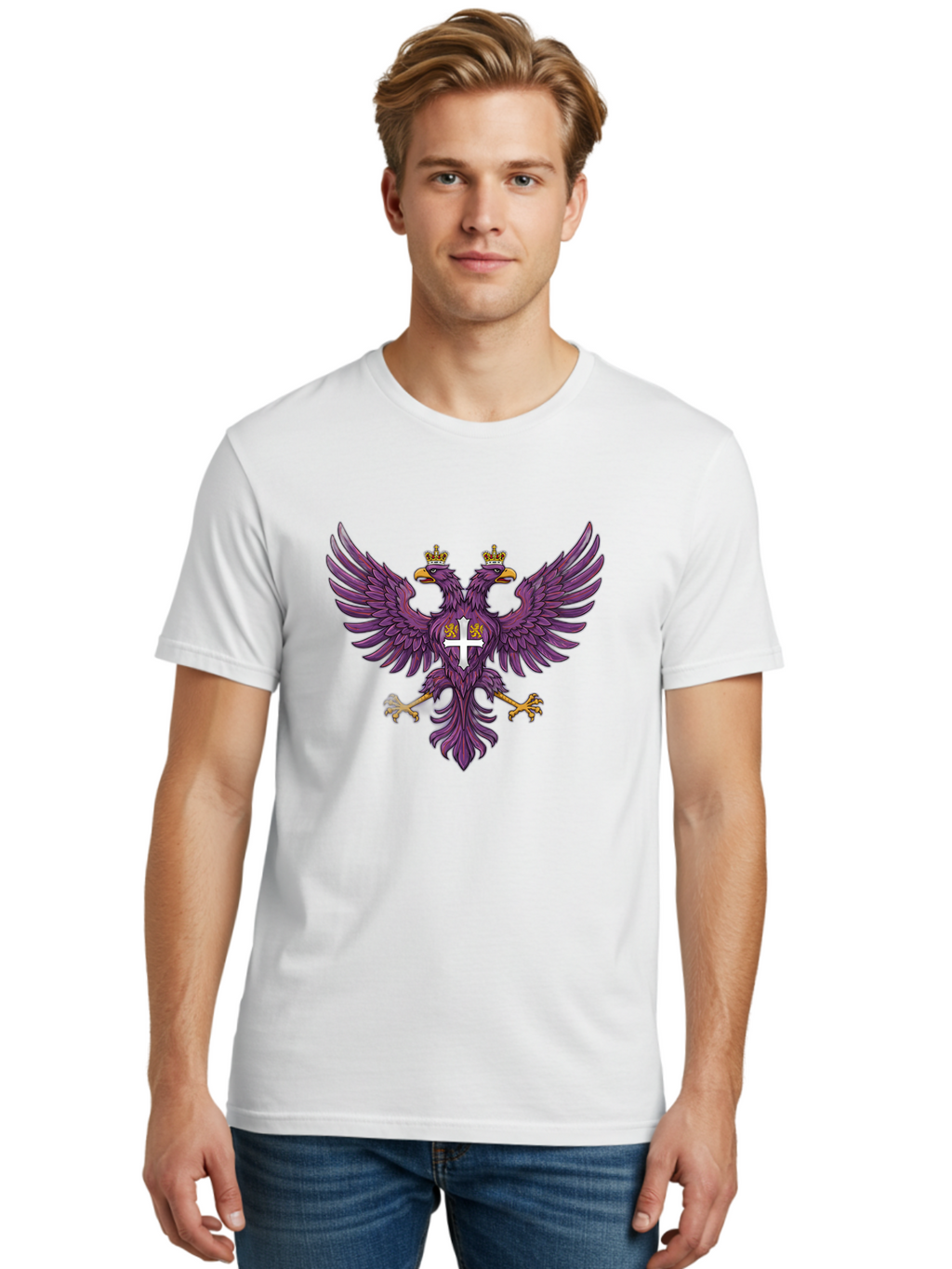 Double-Headed-Eagle-1 Men'S Graphic Tee, 100% Cotton, Comfortable Casual Summer Wear, Machine Washable, Vintage Camera, Old Camera, Antique Camera, Black Camera, Classic Photography, Photography Equipment, Nostalgic Device, Film Camera, Bag405