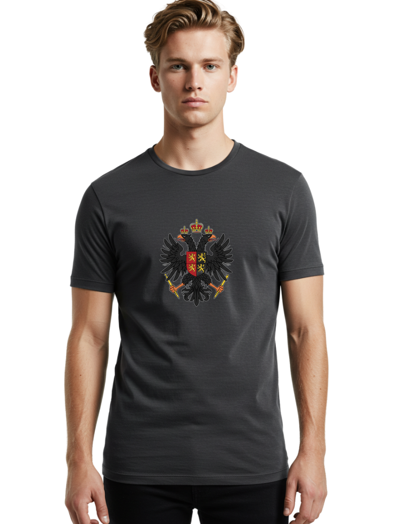 Double-Headed-Eagle-Coat-Of-Arms Men'S Graphic Tee, 100% Cotton, Comfortable Casual Summer Wear, Machine Washable, Vintage Camera, Old Camera, Antique Camera, Black Camera, Classic Photography, Photography Equipment, Nostalgic Device, Bag409