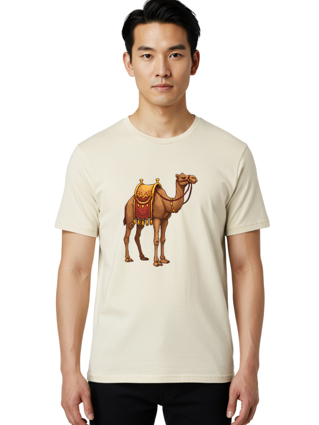 Dromedary-Camel Men'S Graphic Tee, 100% Cotton, Comfortable Casual Summer Wear, Machine Washable, Vintage Camera, Old Camera, Antique Camera, Black Camera, Classic Photography, Photography Equipment, Nostalgic Device, Film Camera, Camera Art Bag417