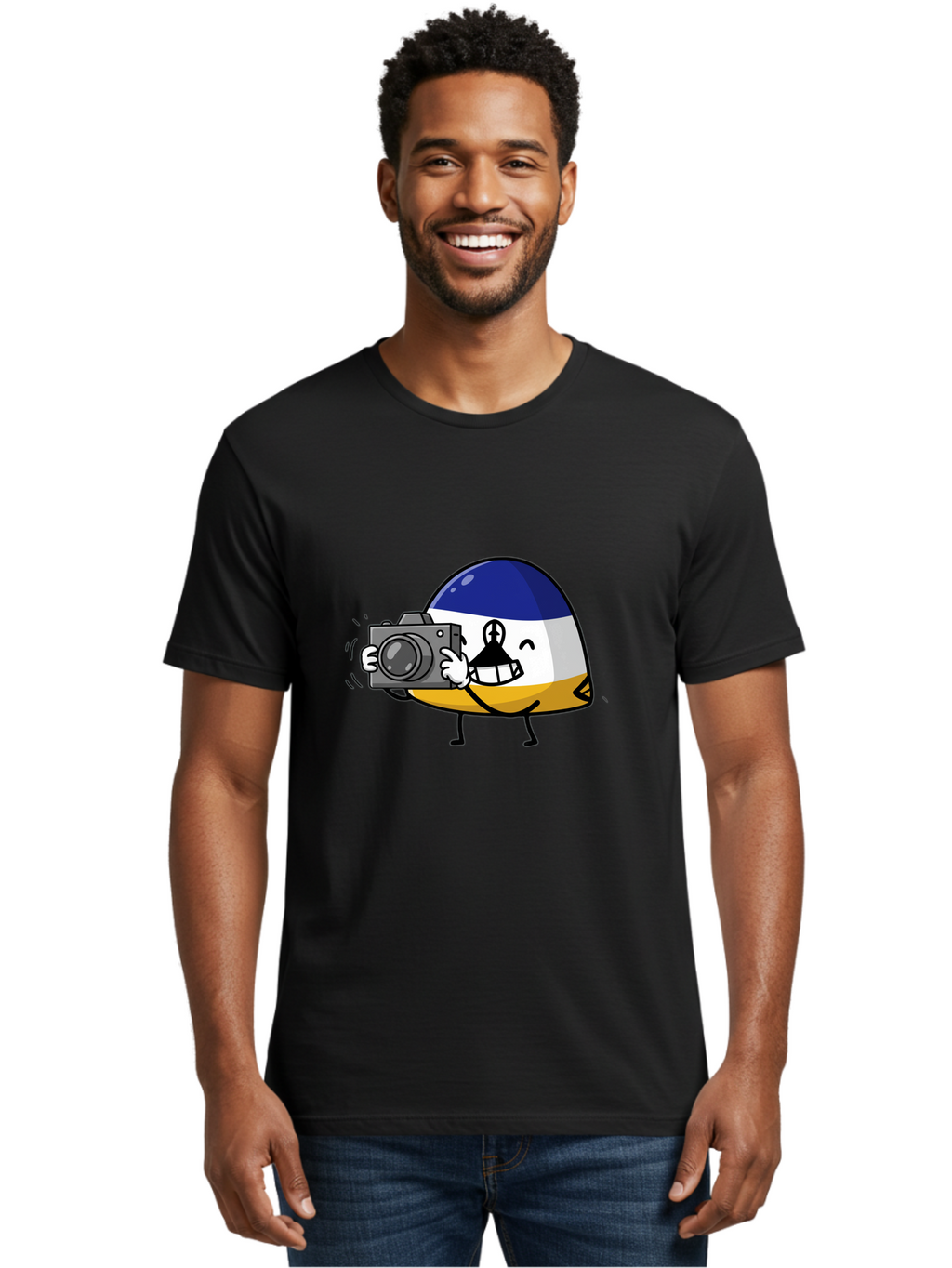 Egg-With-Camera Men'S Graphic Tee, 100% Cotton, Comfortable Casual Summer Wear, Machine Washable, Vintage Camera, Old Camera, Antique Camera, Black Camera, Classic Photography, Photography Equipment, Nostalgic Device, Film Camera, Camera Art Bag422