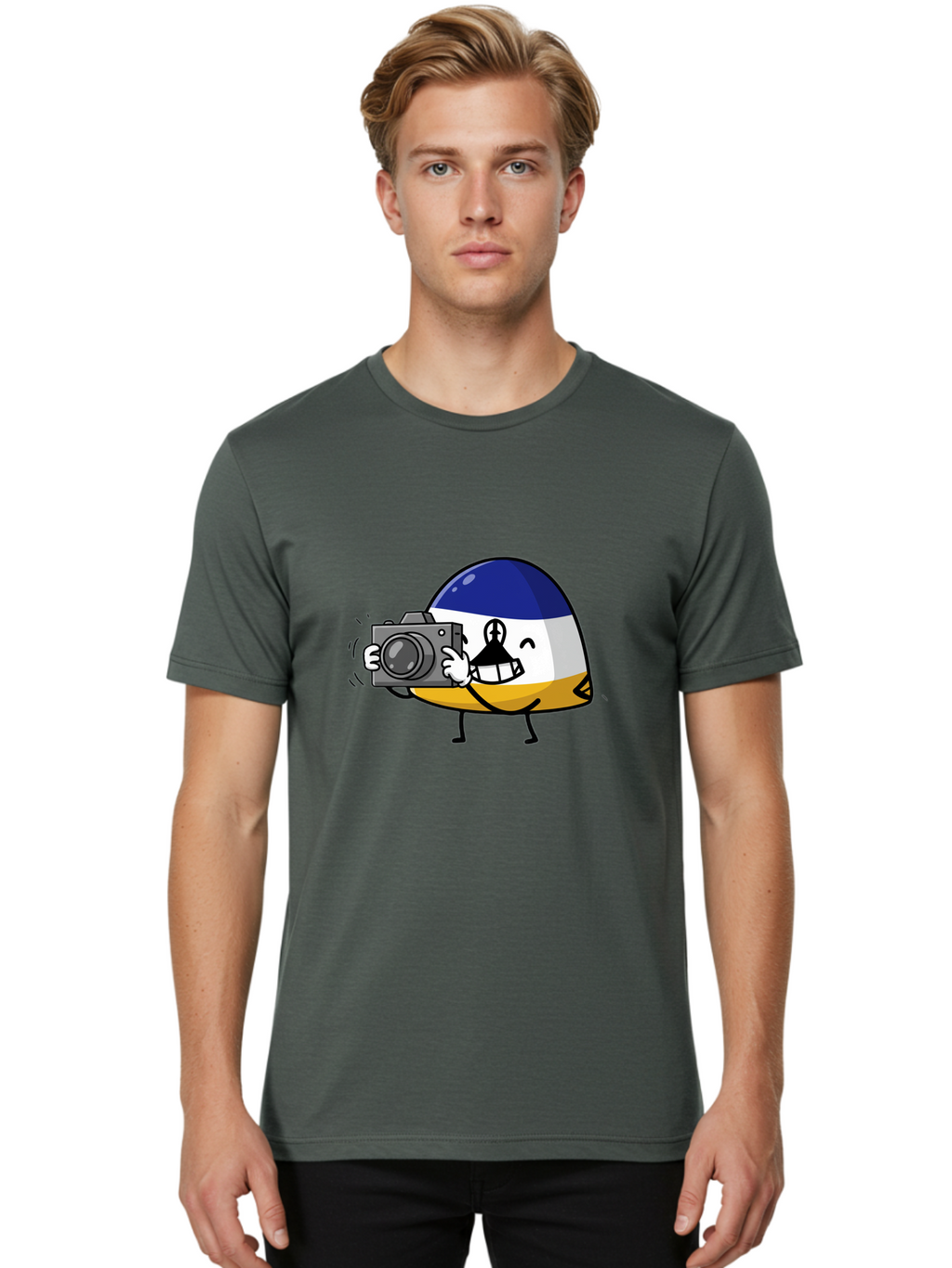 Egg-With-Camera Men'S Graphic Tee, 100% Cotton, Comfortable Casual Summer Wear, Machine Washable, Vintage Camera, Old Camera, Antique Camera, Black Camera, Classic Photography, Photography Equipment, Nostalgic Device, Film Camera, Camera Art Bag422