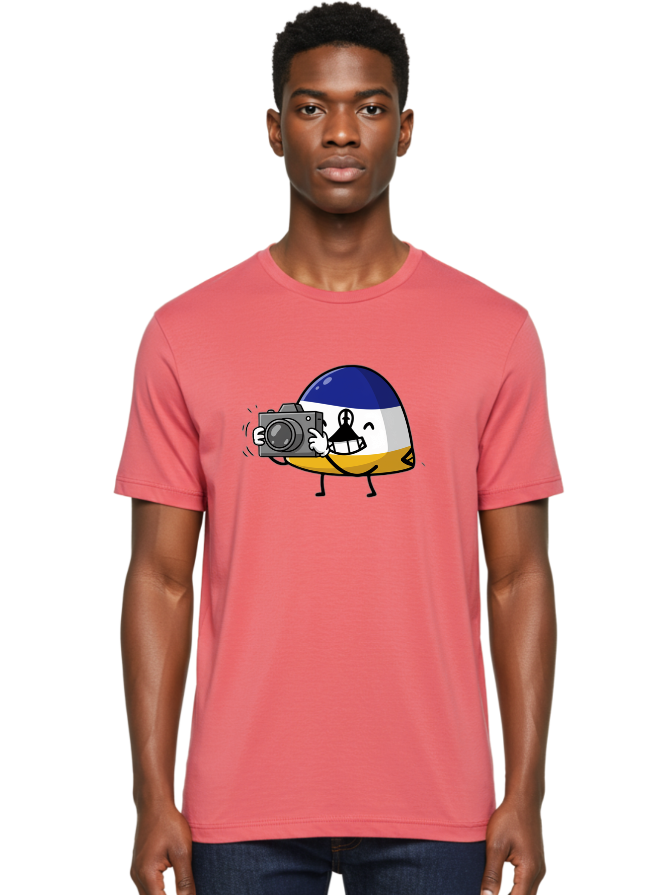 Egg-With-Camera Men'S Graphic Tee, 100% Cotton, Comfortable Casual Summer Wear, Machine Washable, Vintage Camera, Old Camera, Antique Camera, Black Camera, Classic Photography, Photography Equipment, Nostalgic Device, Film Camera, Camera Art Bag422