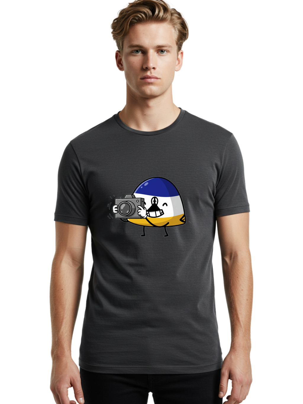 Egg-With-Camera Men'S Graphic Tee, 100% Cotton, Comfortable Casual Summer Wear, Machine Washable, Vintage Camera, Old Camera, Antique Camera, Black Camera, Classic Photography, Photography Equipment, Nostalgic Device, Film Camera, Camera Art Bag422
