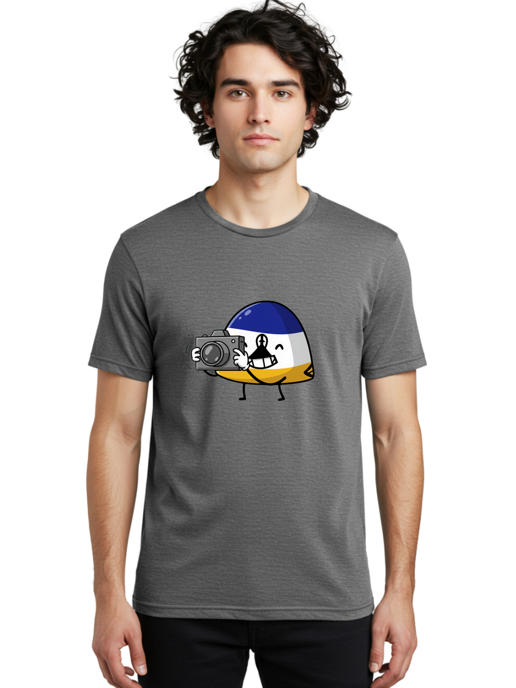 Egg-With-Camera Men'S Graphic Tee, 100% Cotton, Comfortable Casual Summer Wear, Machine Washable, Vintage Camera, Old Camera, Antique Camera, Black Camera, Classic Photography, Photography Equipment, Nostalgic Device, Film Camera, Camera Art Bag422