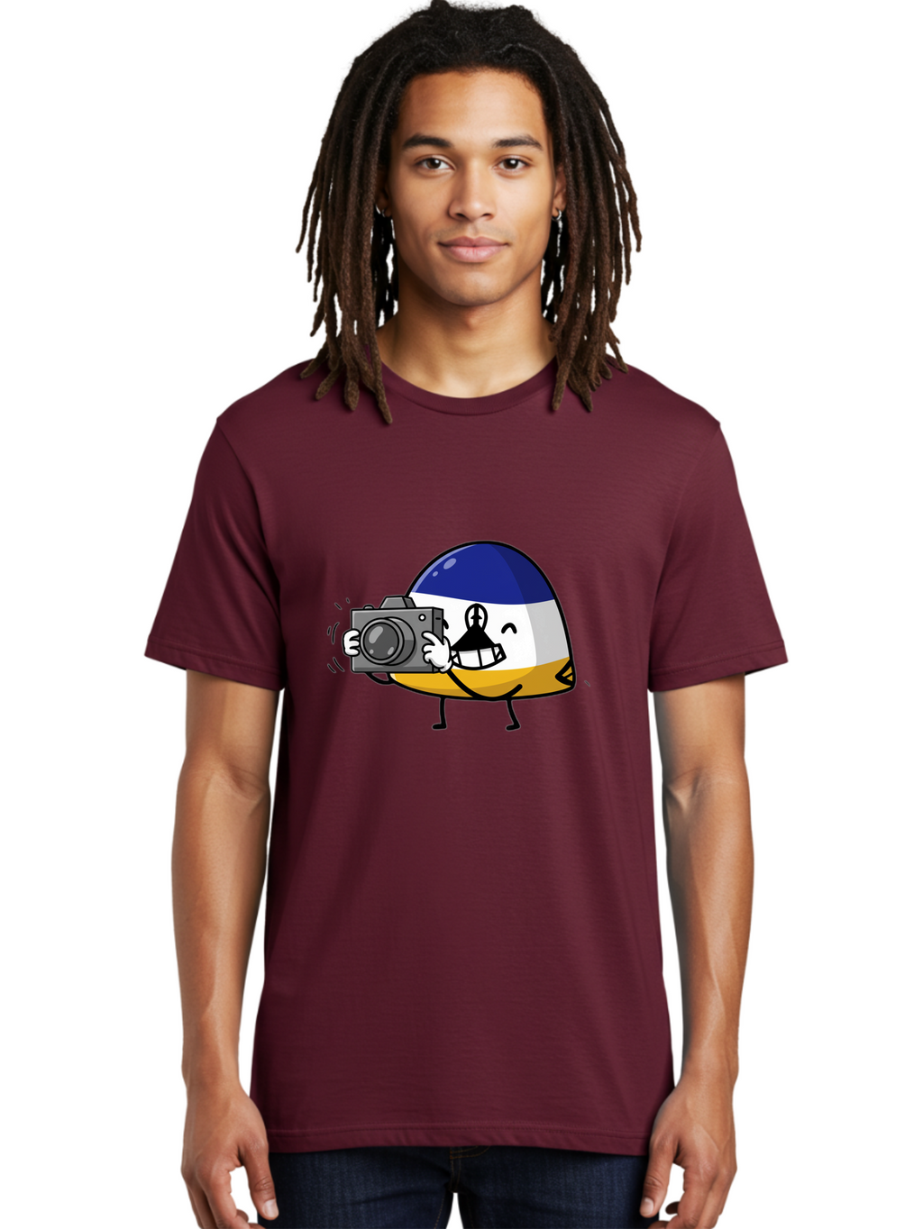 Egg-With-Camera Men'S Graphic Tee, 100% Cotton, Comfortable Casual Summer Wear, Machine Washable, Vintage Camera, Old Camera, Antique Camera, Black Camera, Classic Photography, Photography Equipment, Nostalgic Device, Film Camera, Camera Art Bag422