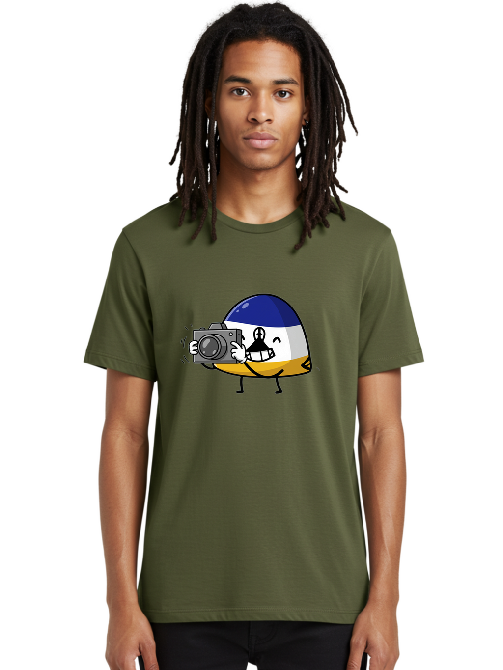 Egg-With-Camera Men'S Graphic Tee, 100% Cotton, Comfortable Casual Summer Wear, Machine Washable, Vintage Camera, Old Camera, Antique Camera, Black Camera, Classic Photography, Photography Equipment, Nostalgic Device, Film Camera, Camera Art Bag422