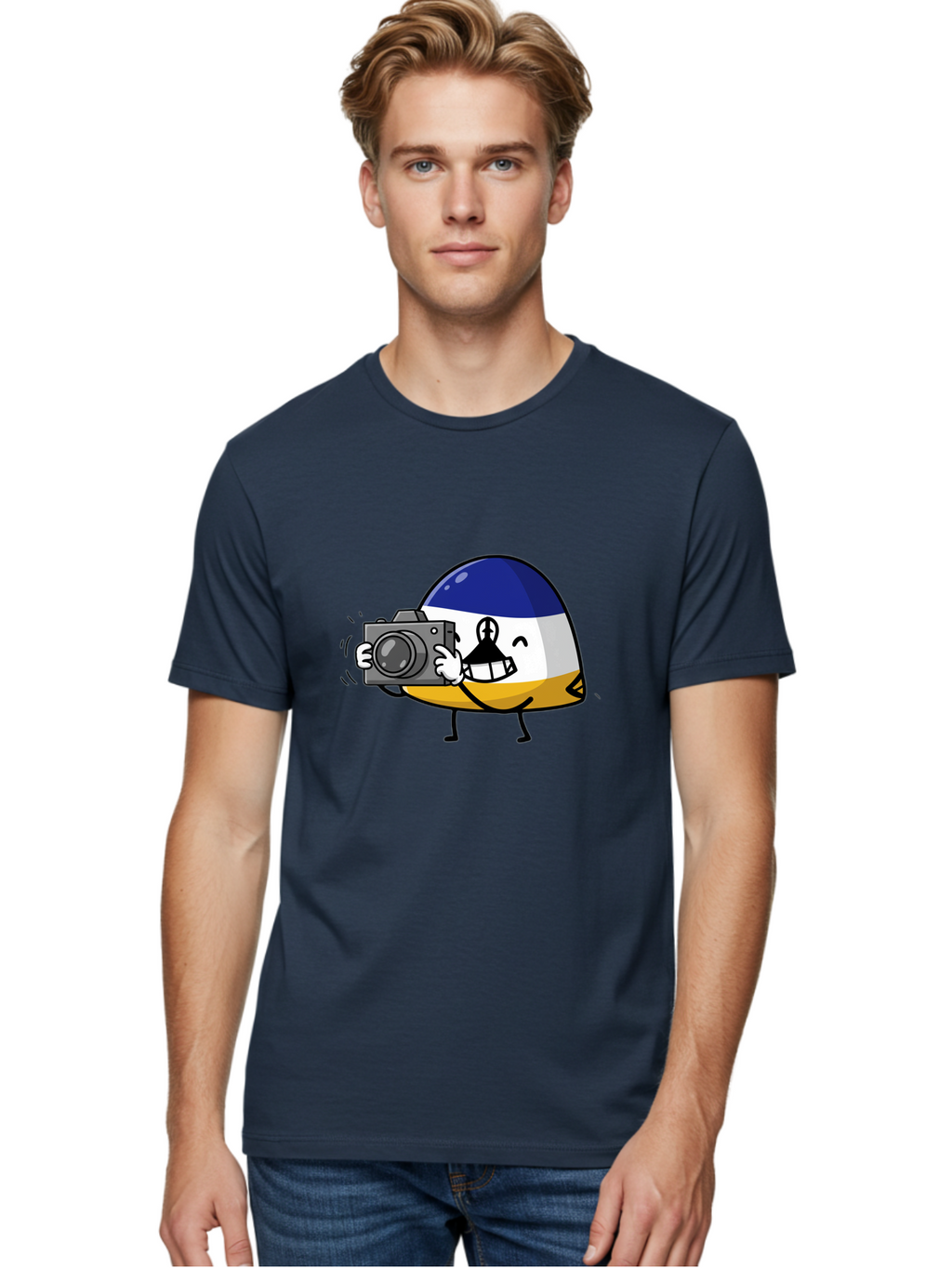 Egg-With-Camera Men'S Graphic Tee, 100% Cotton, Comfortable Casual Summer Wear, Machine Washable, Vintage Camera, Old Camera, Antique Camera, Black Camera, Classic Photography, Photography Equipment, Nostalgic Device, Film Camera, Camera Art Bag422