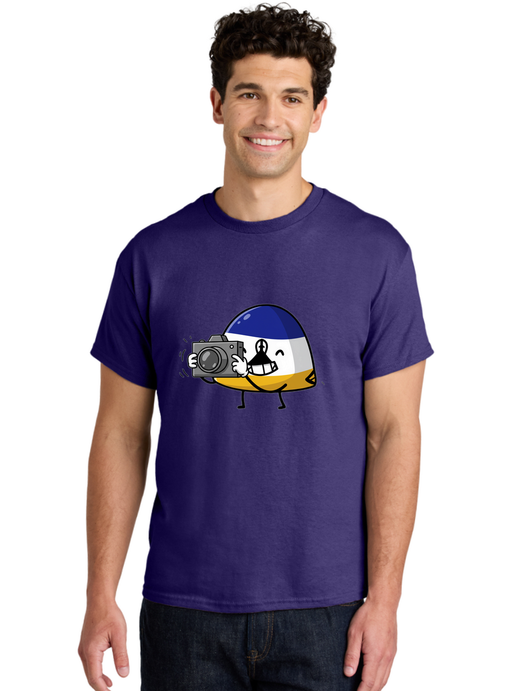 Egg-With-Camera Men'S Graphic Tee, 100% Cotton, Comfortable Casual Summer Wear, Machine Washable, Vintage Camera, Old Camera, Antique Camera, Black Camera, Classic Photography, Photography Equipment, Nostalgic Device, Film Camera, Camera Art Bag422