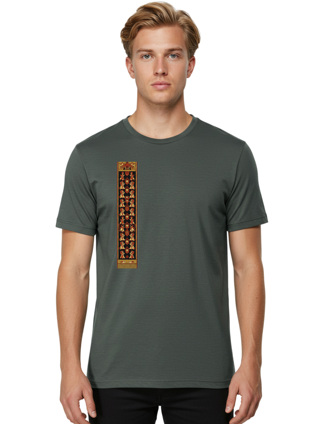 Egyptian-Hieroglyphic-Border Men'S Graphic Tee, 100% Cotton, Comfortable Casual Summer Wear, Machine Washable, Vintage Camera, Old Camera, Antique Camera, Black Camera, Classic Photography, Photography Equipment, Nostalgic Device, Film Camera, Bag423